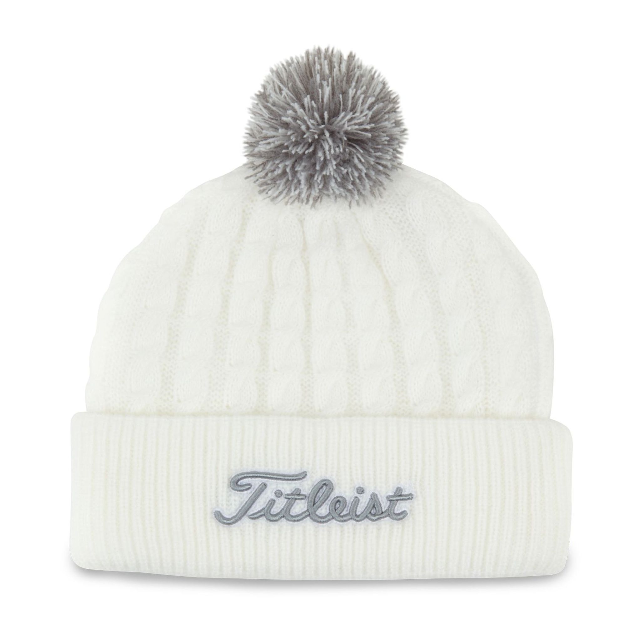 Bonnet à pompon en tricot Titleist blanc/gris