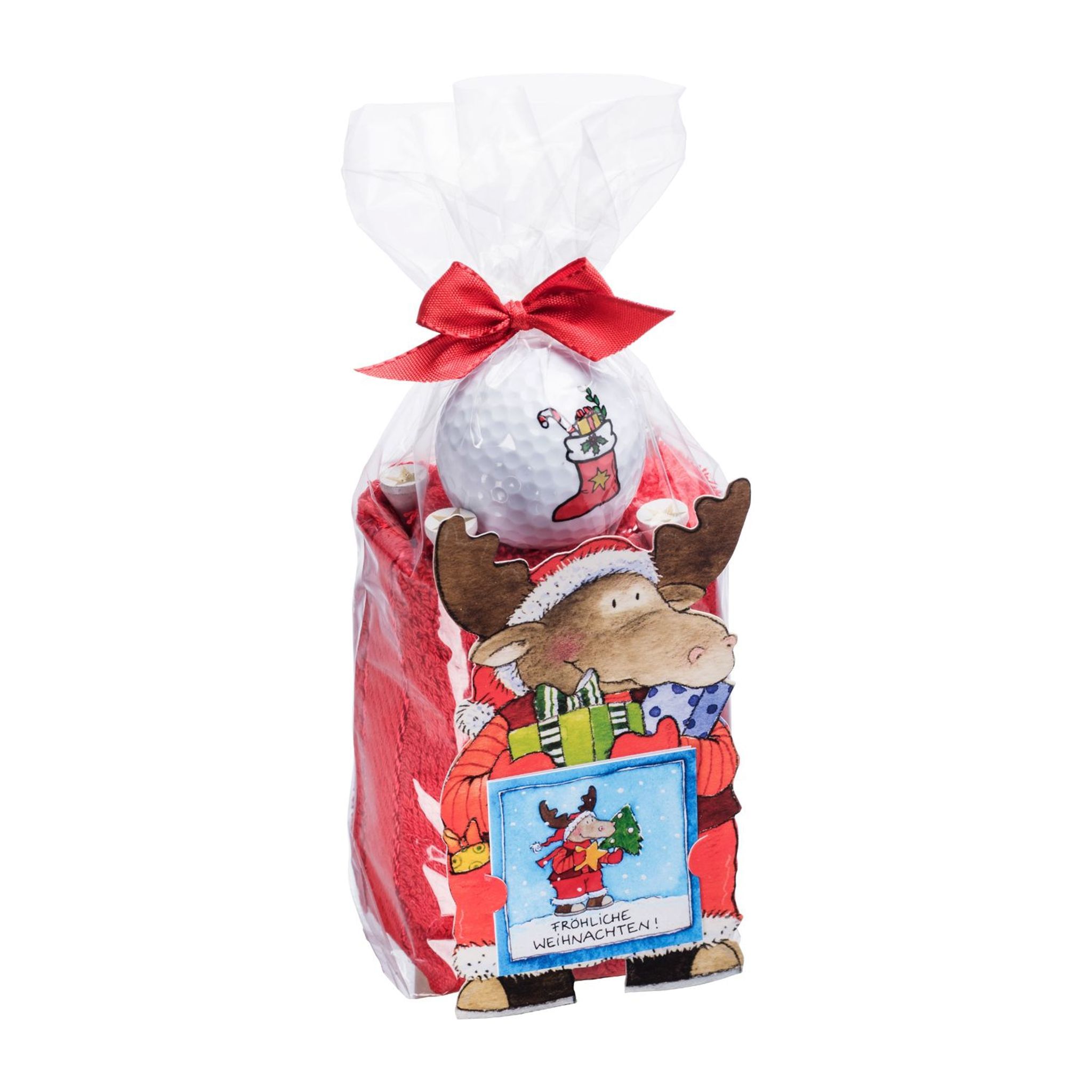 Rouleau de serviettes de golf Sportiques Golf Gifts Red Moose (balle, tees et fourche)