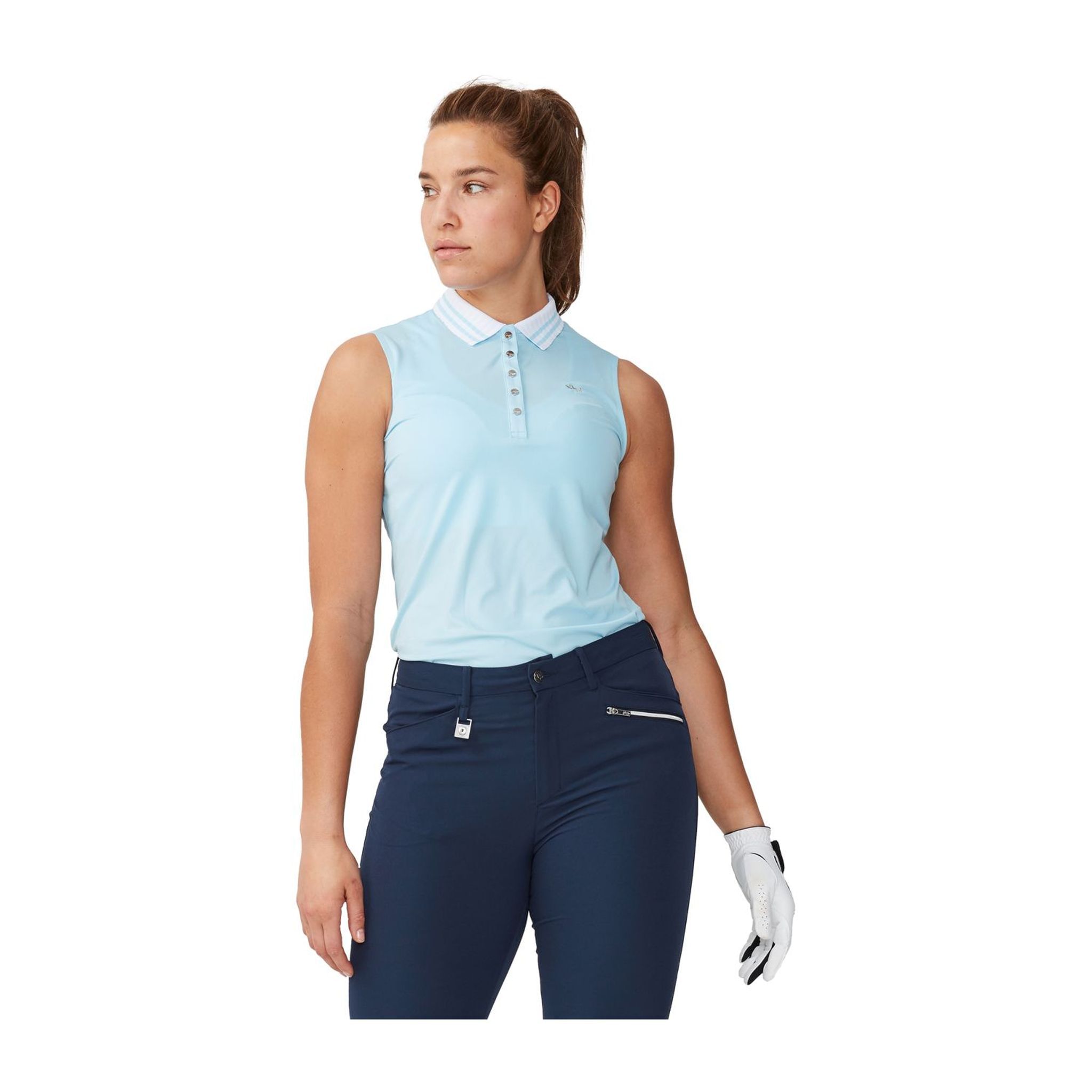 Polo Röhnisch Stripe SL Cool Blue pour femme