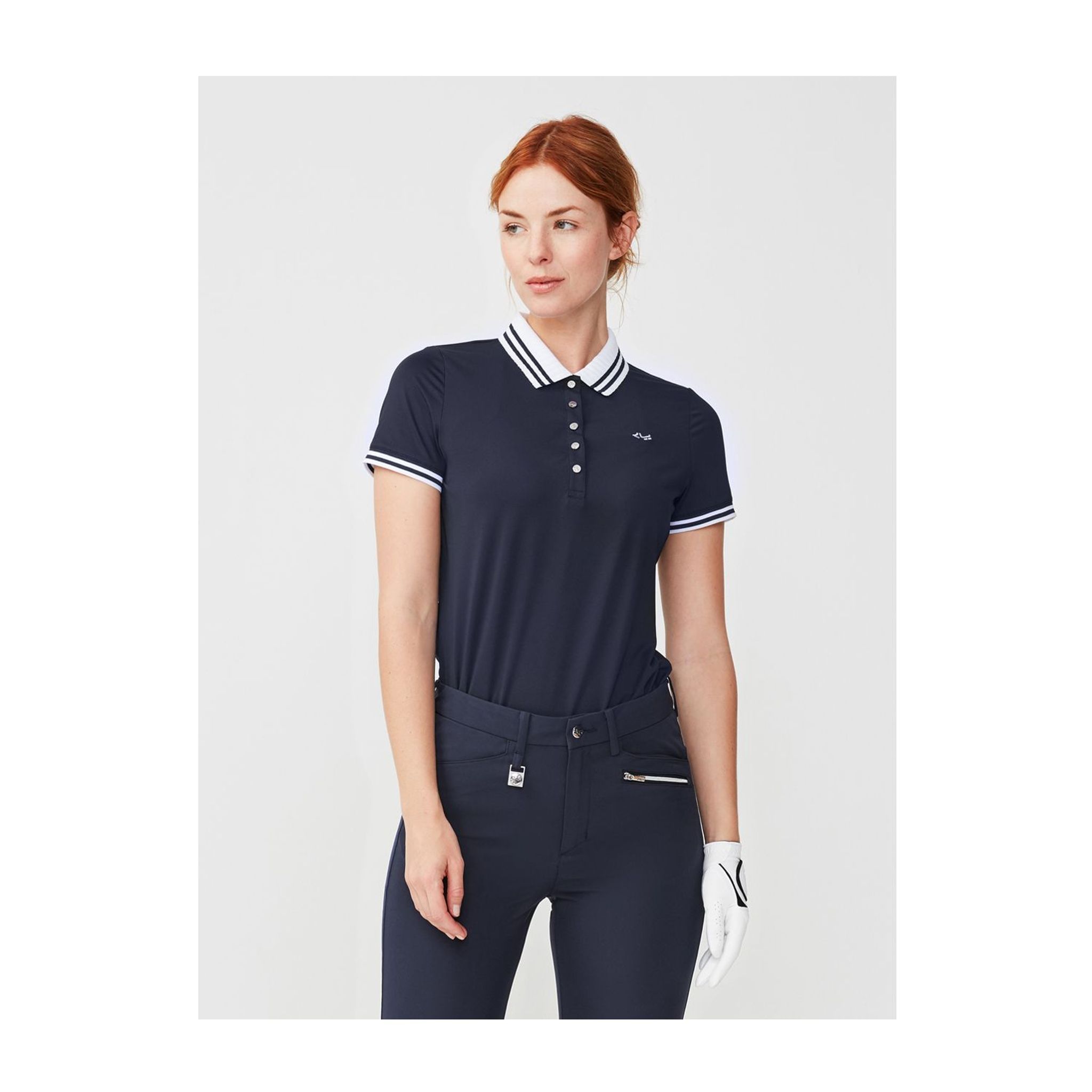 Polo à rayures Röhnisch bleu marine pour femme