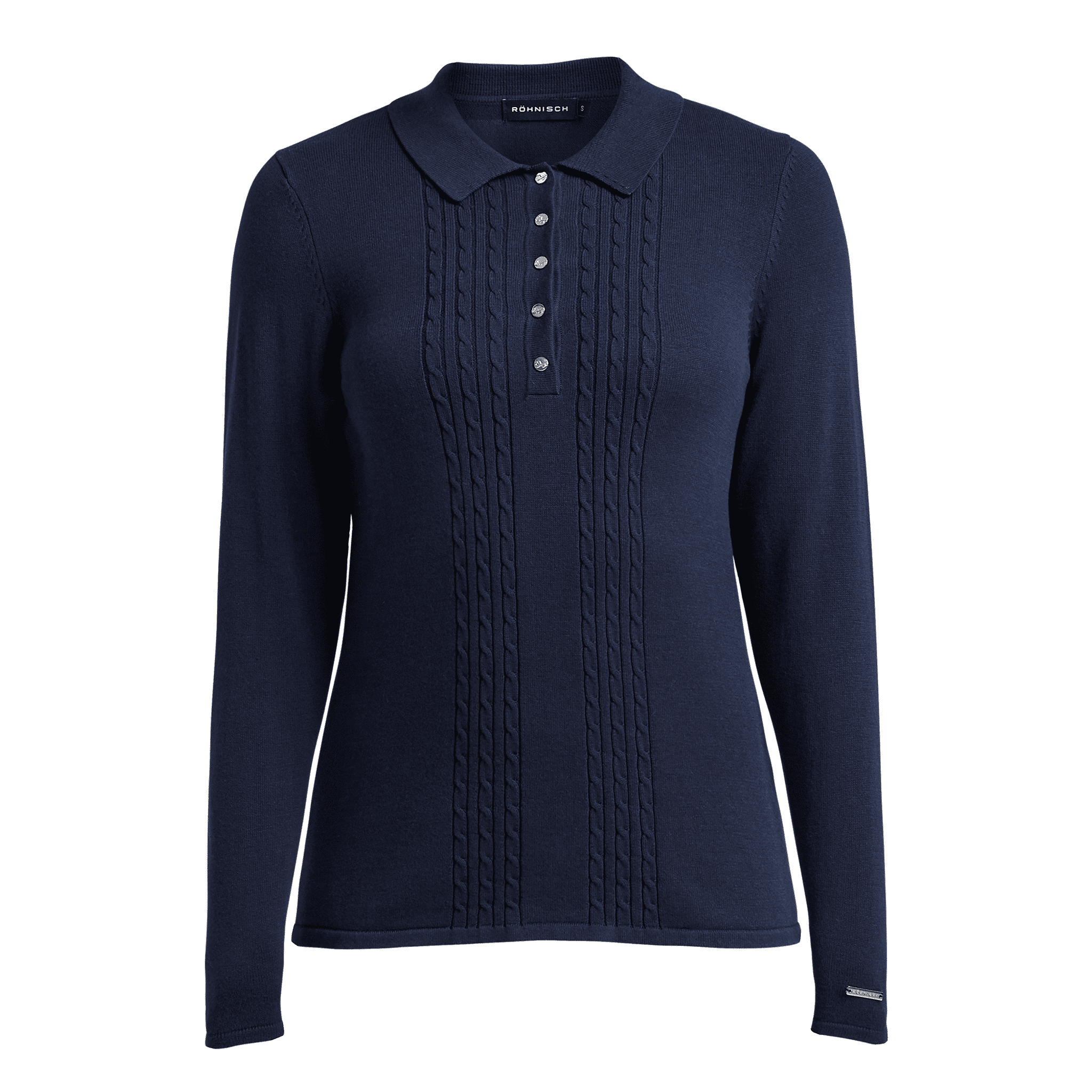 Polo Röhnisch tricoté manches longues bleu marine femme