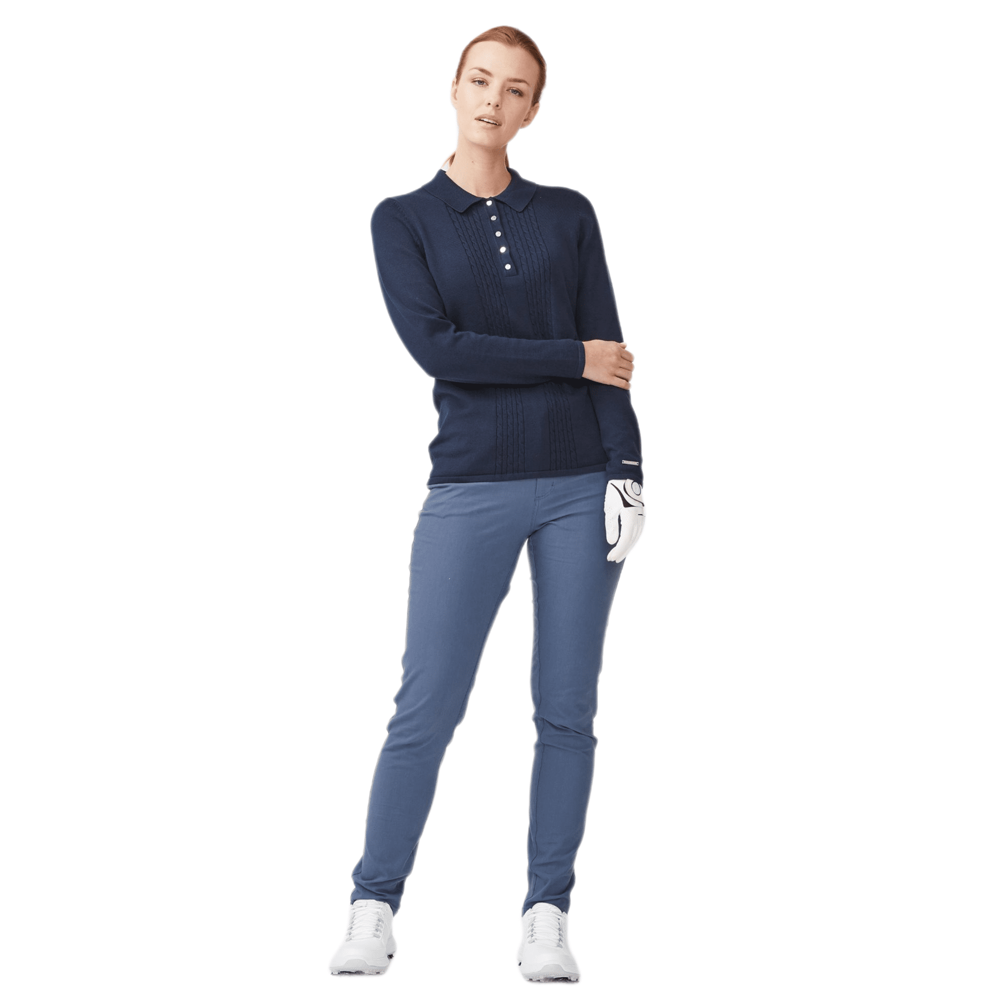 Polo Röhnisch tricoté manches longues bleu marine femme