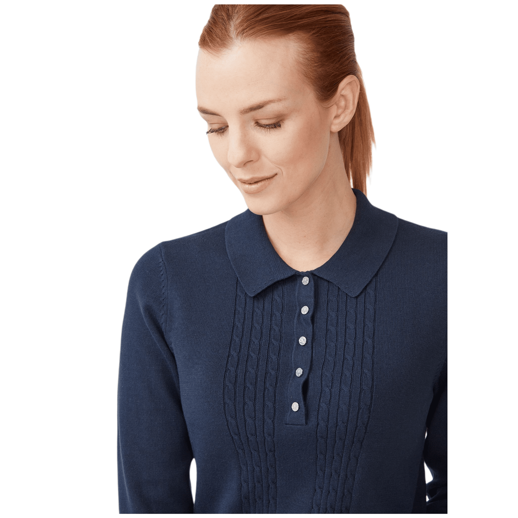 Polo Röhnisch tricoté manches longues bleu marine femme