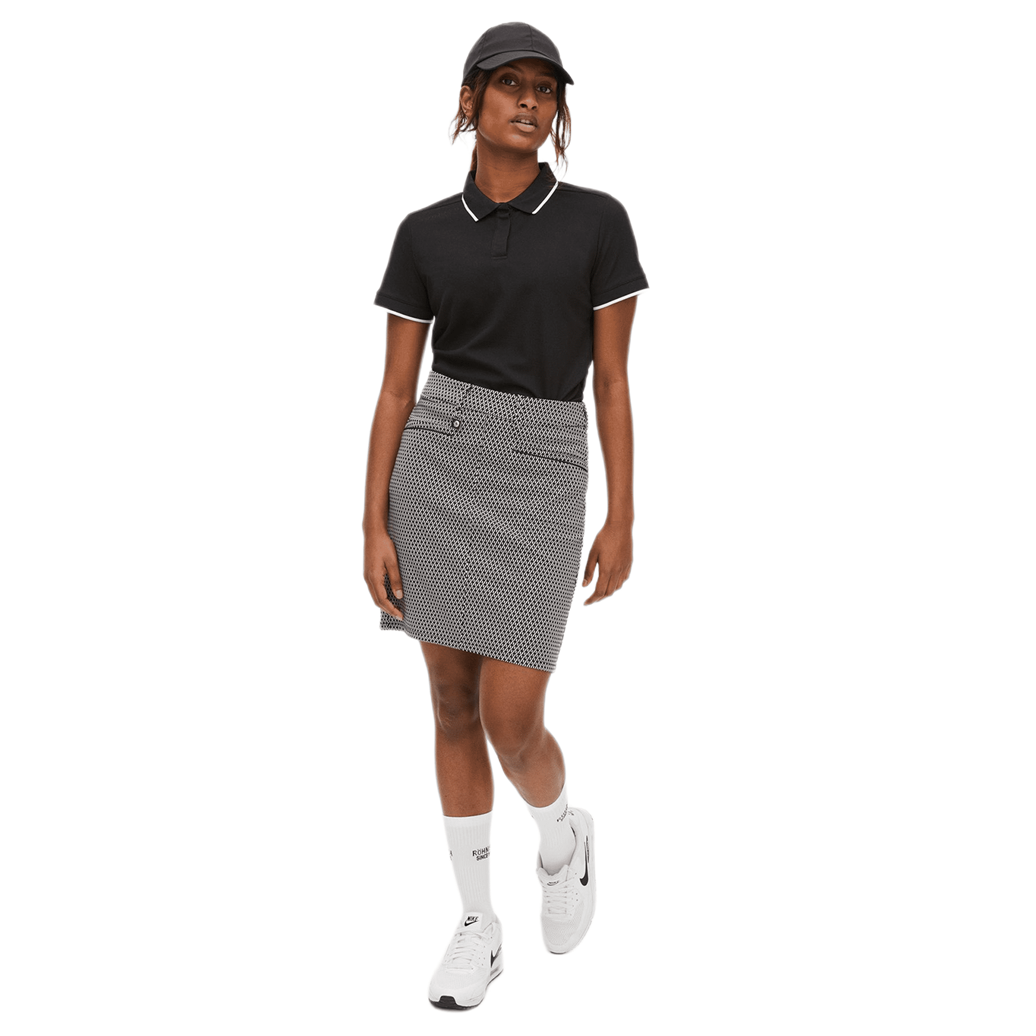 Röhnisch Smooth Golf Jupe Noir/Blanc À Carreaux Femme