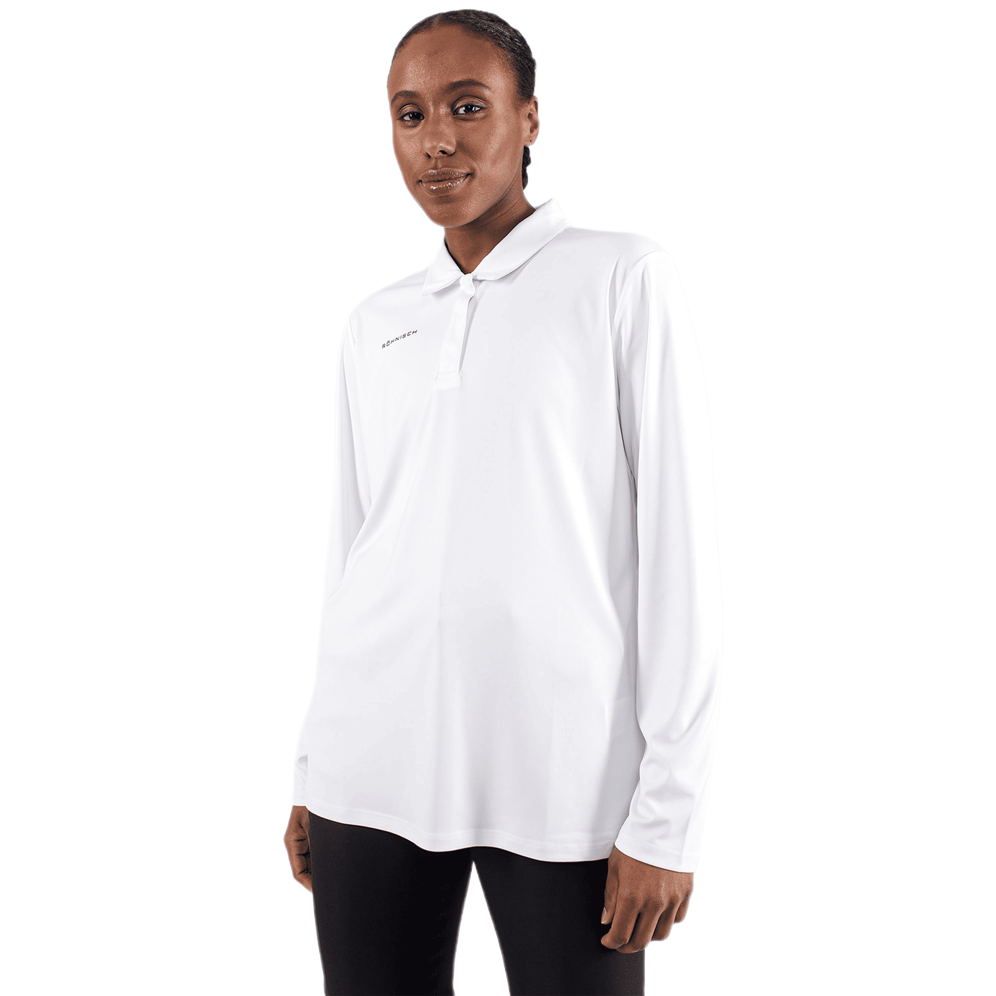 Polo de golf à manches longues Röhnisch Lynn pour femme, blanc