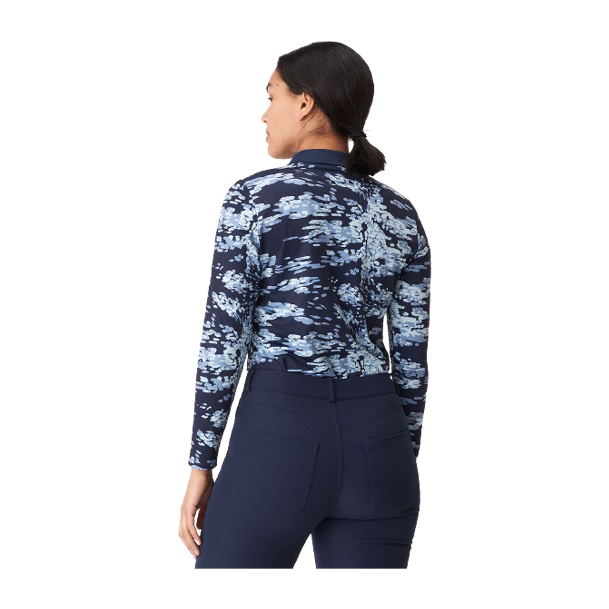 Röhnisch W Polo Sia Manches Longues Bleu Marine/Camo Femme