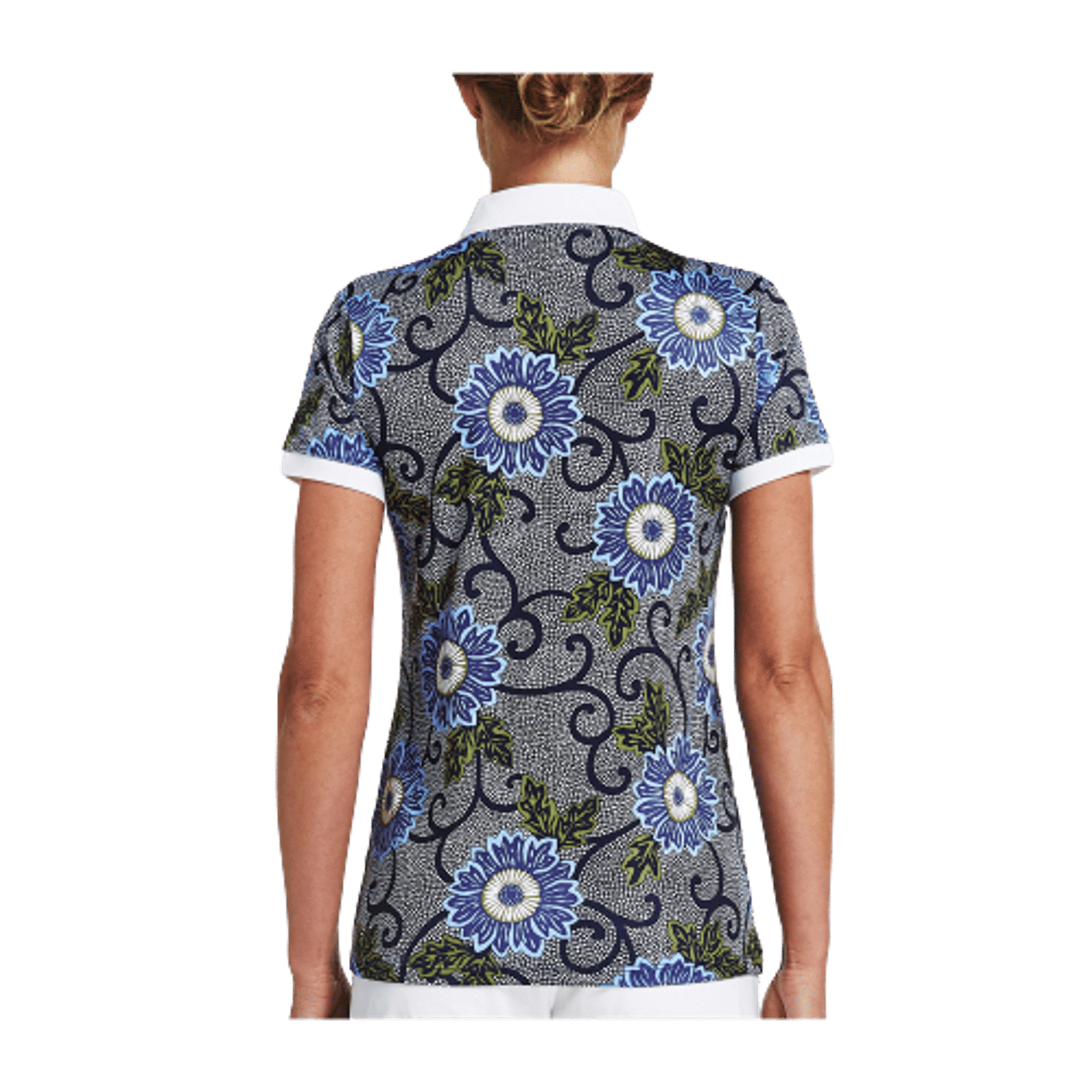 Polo Röhnisch AOP Bleu Massai Flower Femme