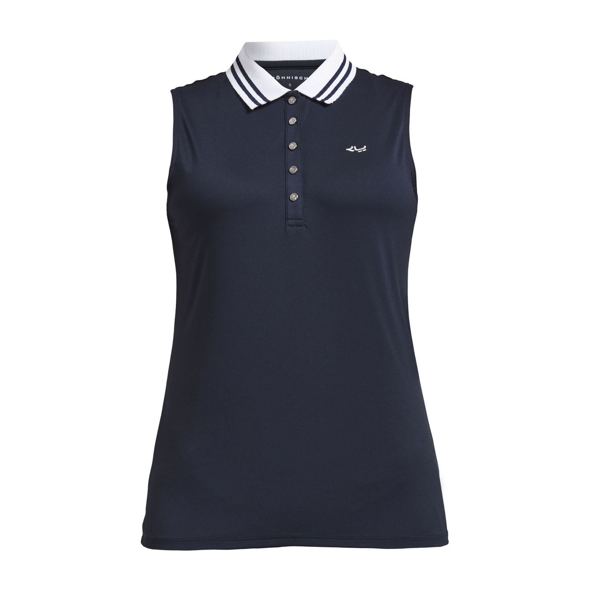 Polo rayé sans manches Röhnisch bleu marine pour femme