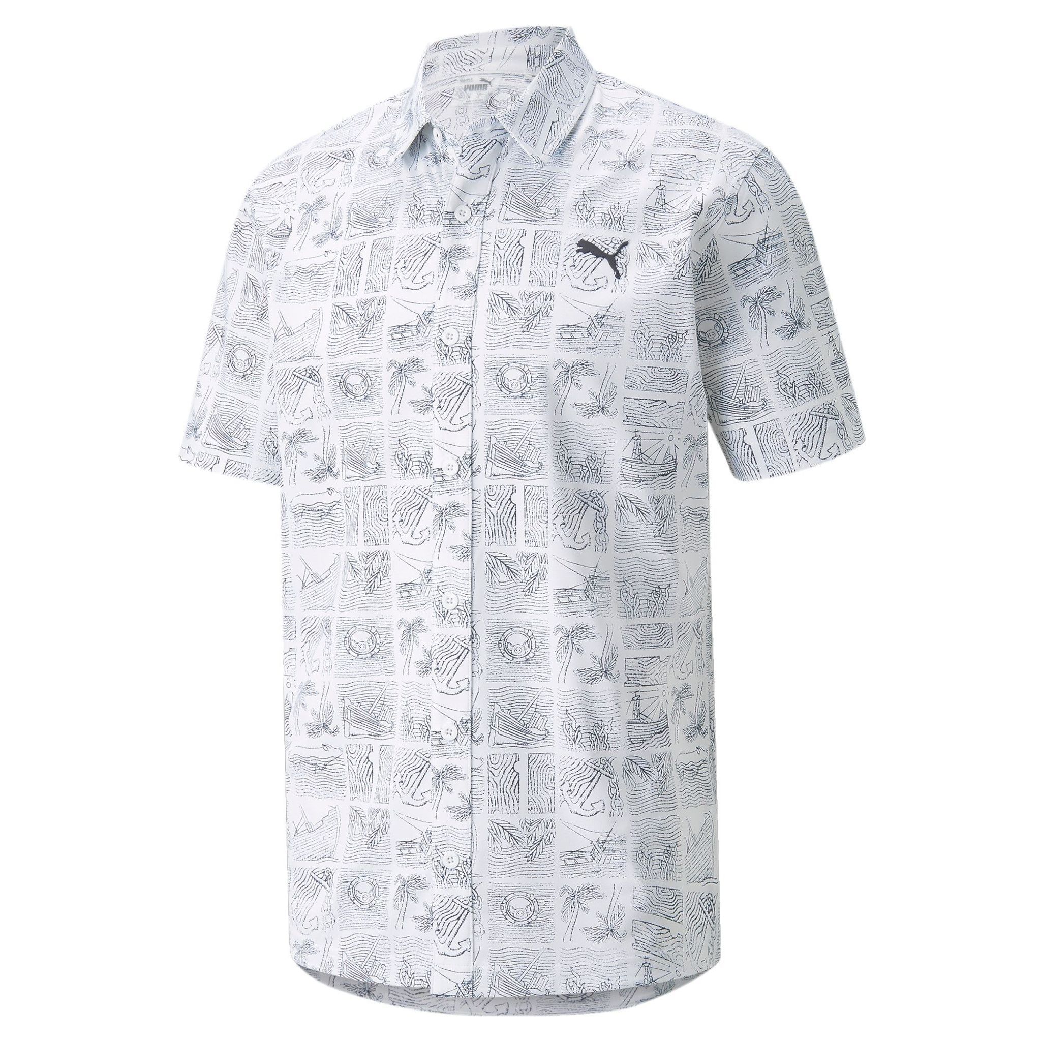 Puma M Polo Shipwrecked Button Down Blanc brillant/bleu marine Bl Hommes