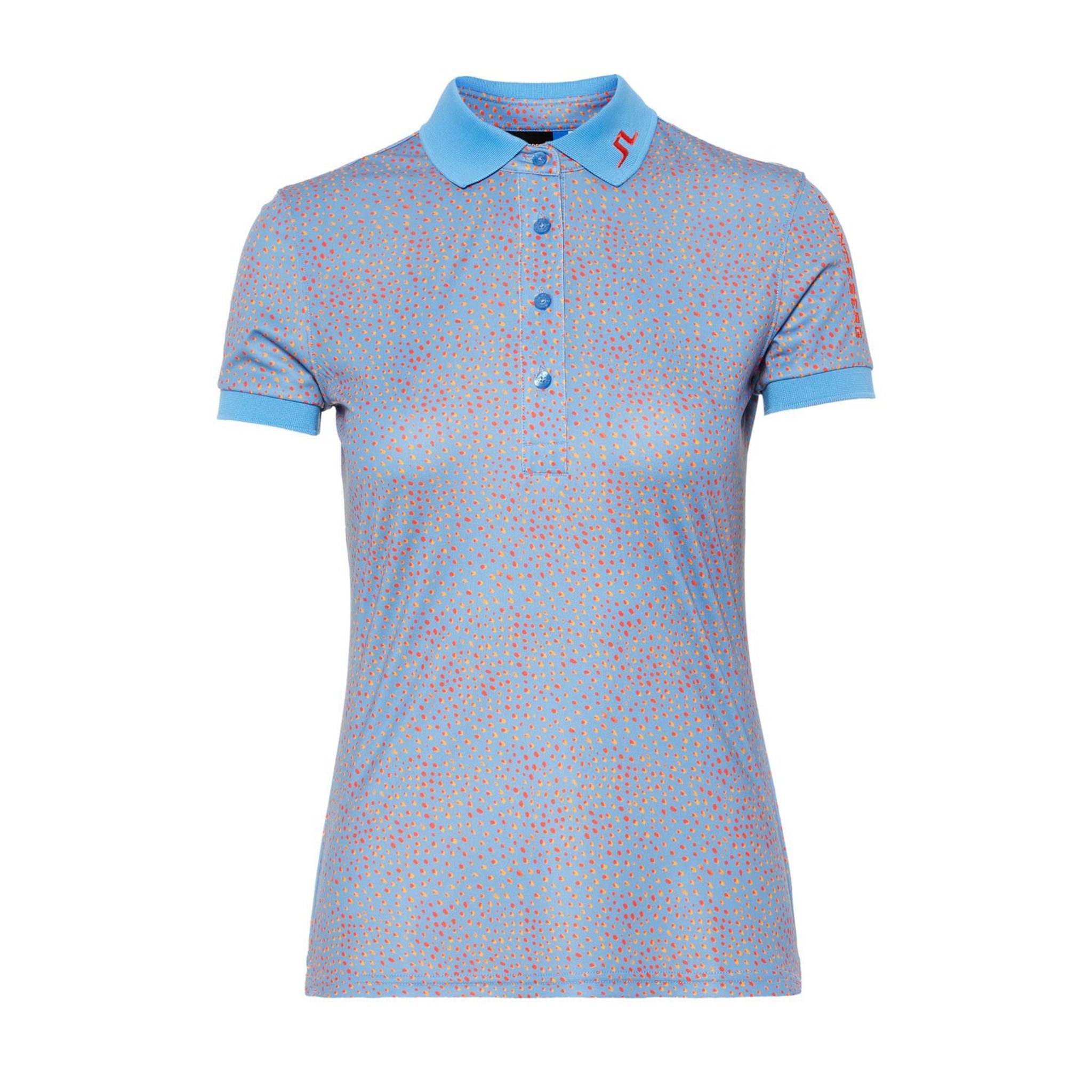 Polo J. Lindeberg W Tour Tech Print-TX pour femme avec imprimé bleu lac et pois