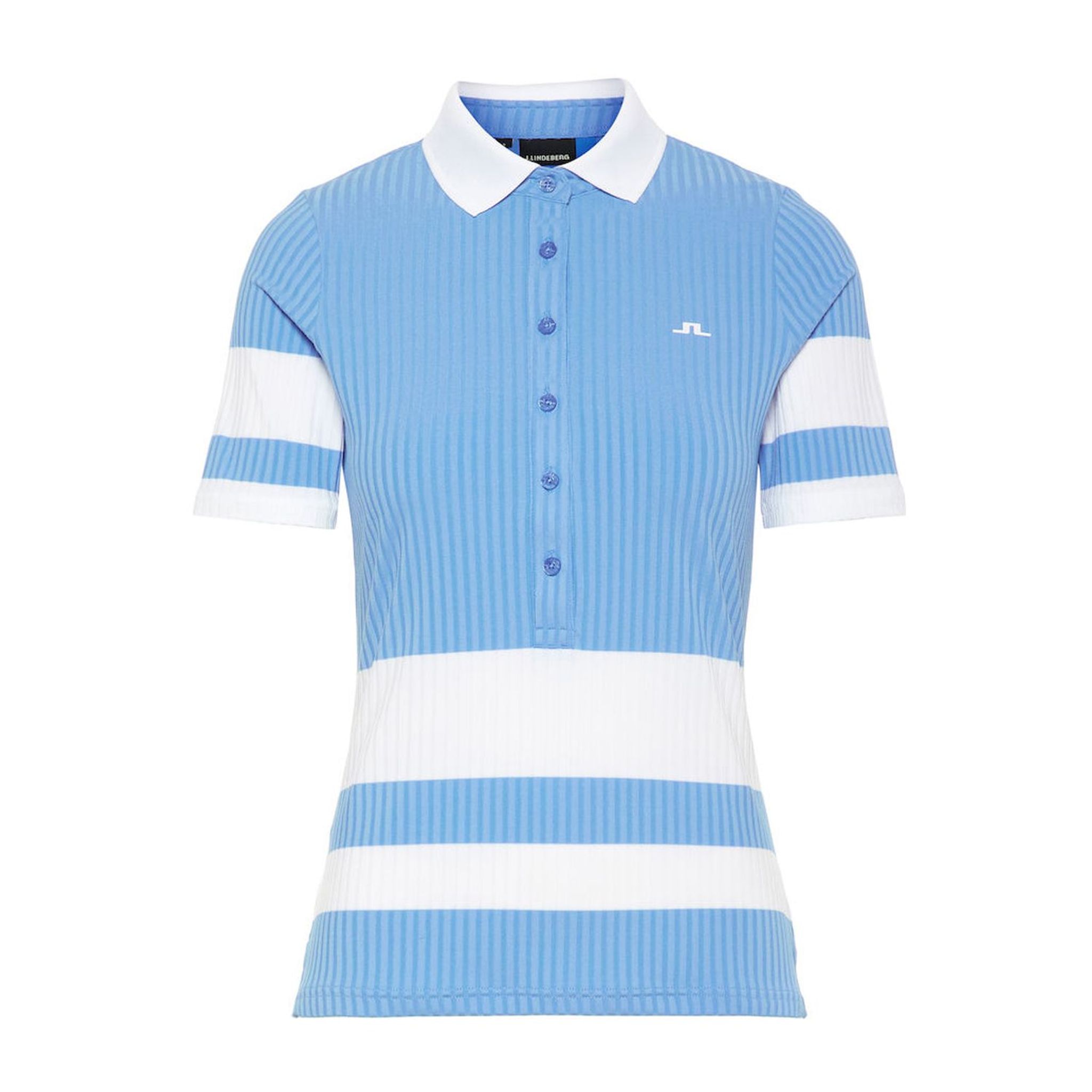 Polo en jersey côtelé Natasha W de J. Lindeberg pour femme, bleu lac