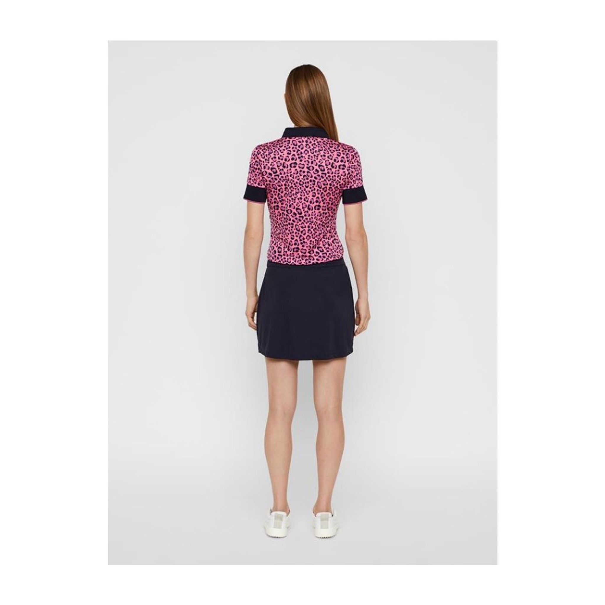 J. Lindeberg W Lexie-TX Coolmax Polo Pink Leopard Damen