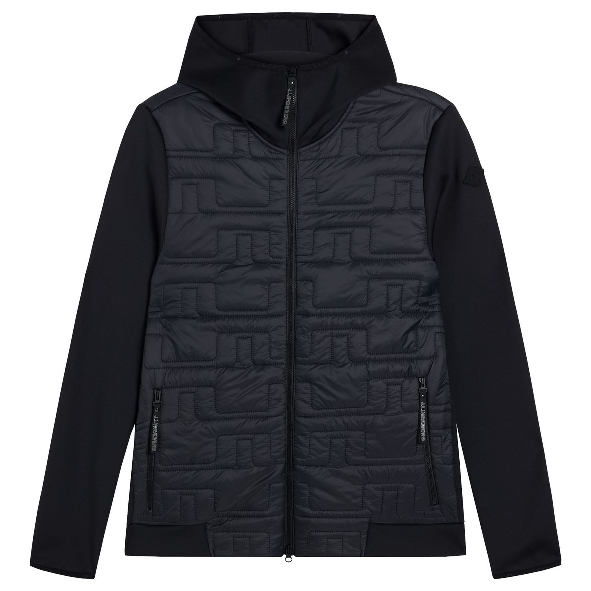 Veste à capuche hybride matelassée J. Lindeberg pour hommes, noire