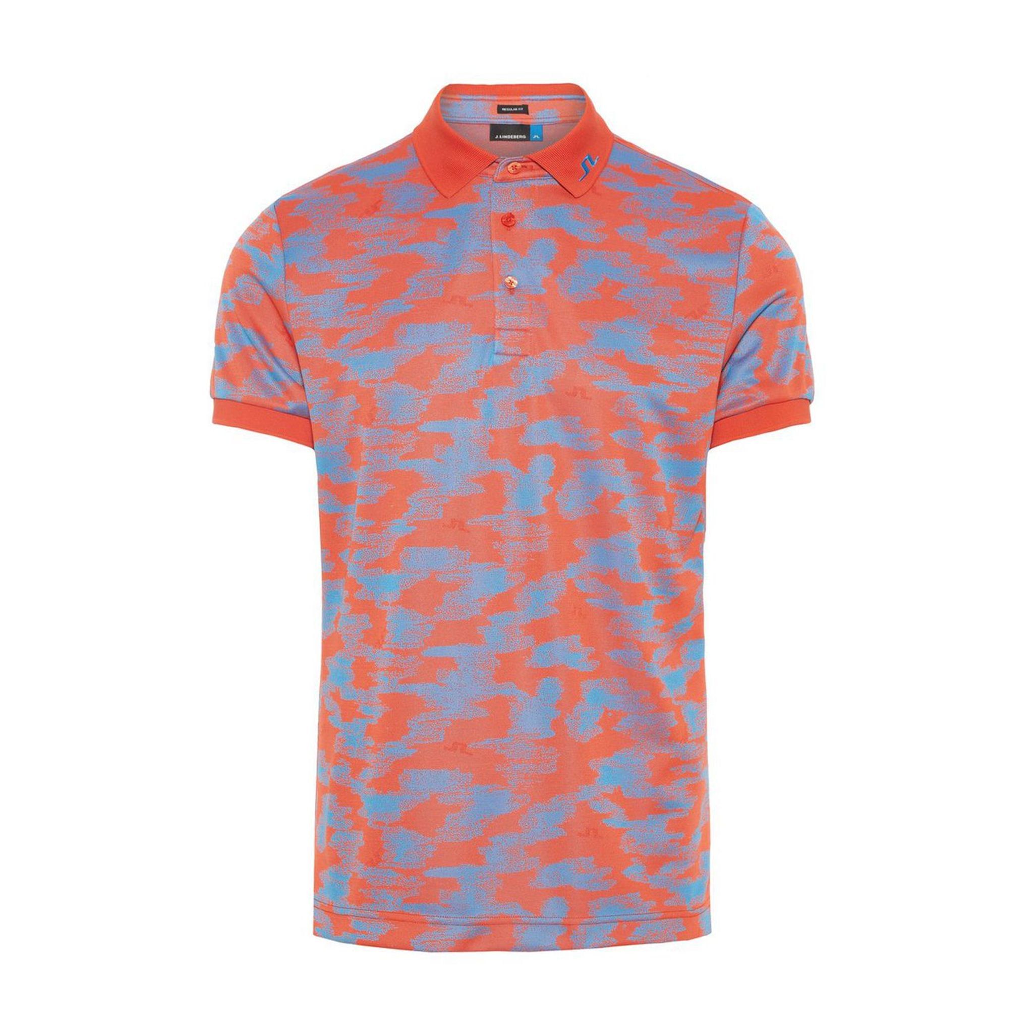 Polo J. Lindeberg M KV Jacquard Reg Fit-TX Jaqua Camou Red Homme