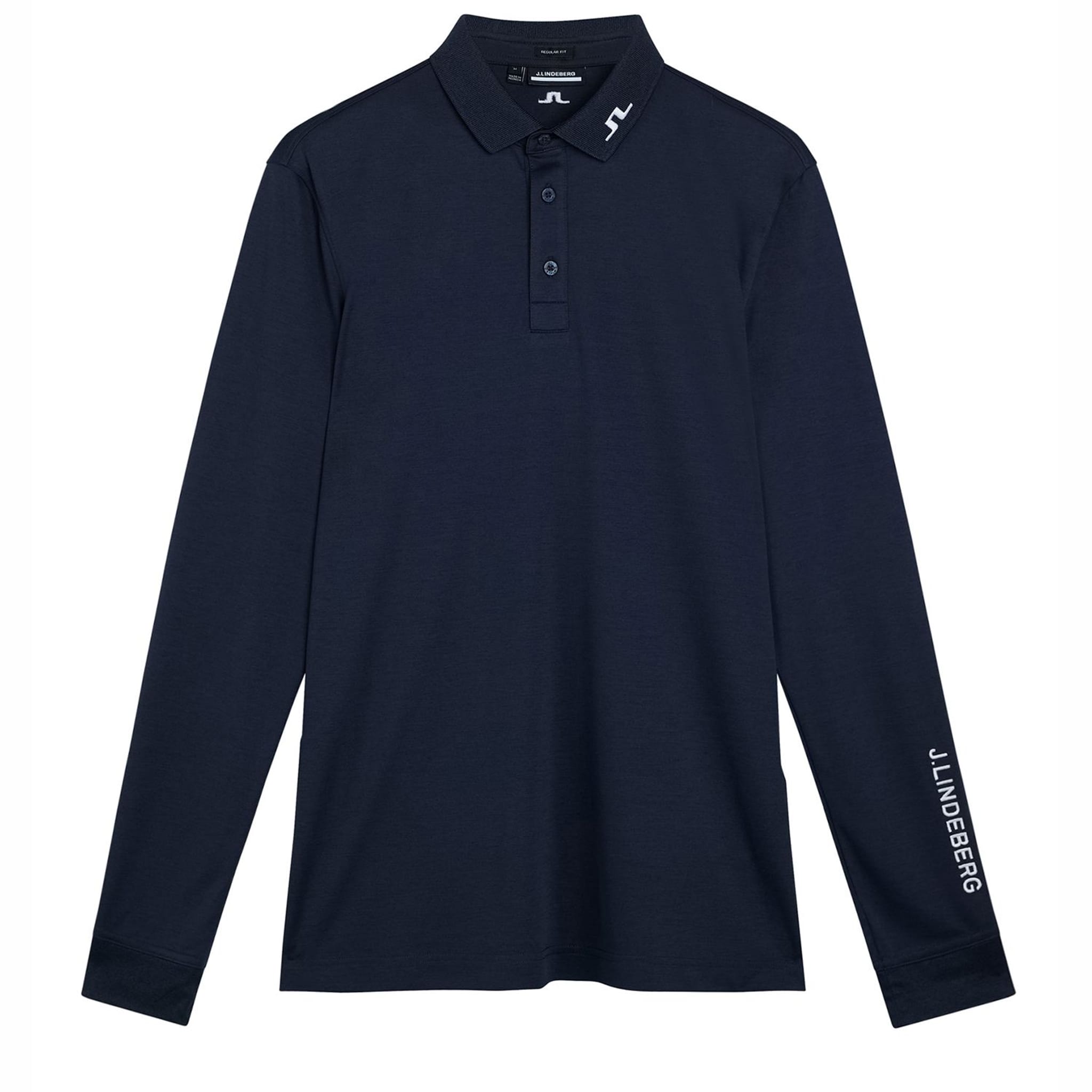 Polo de golf à manches longues J. Lindeberg Tour Tech Navy Melange pour hommes