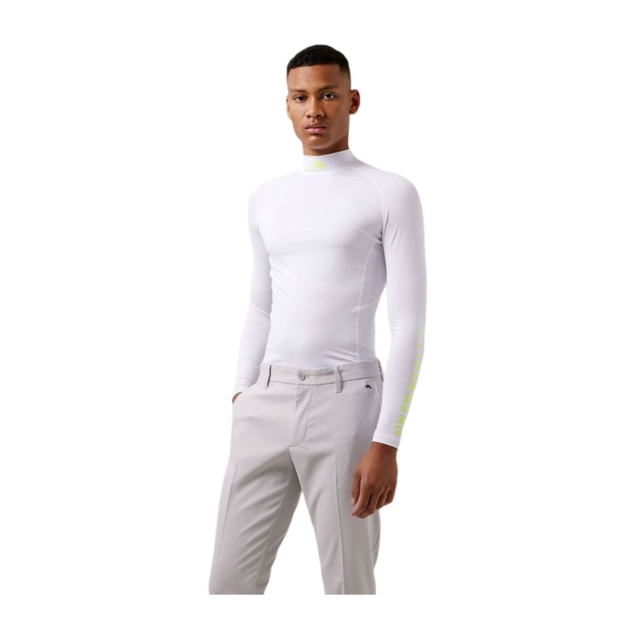 Haut de compression souple à manches longues J. Lindeberg Layer Aello pour homme, gris clair