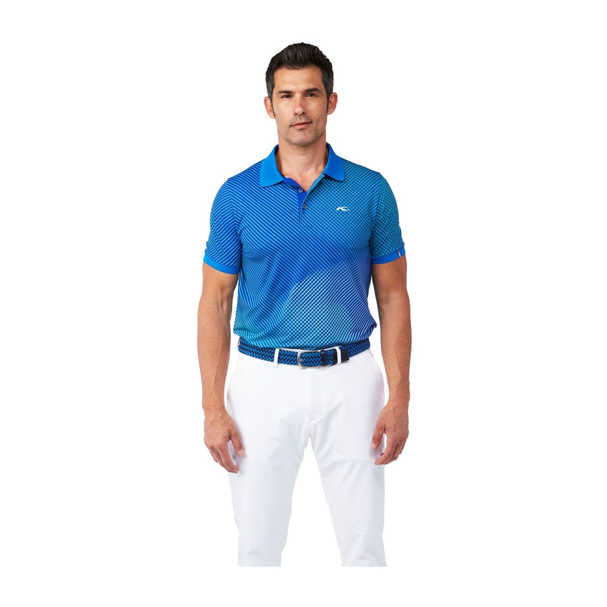 Polo SS imprimé Kjus M Spot Blue Strong pour homme