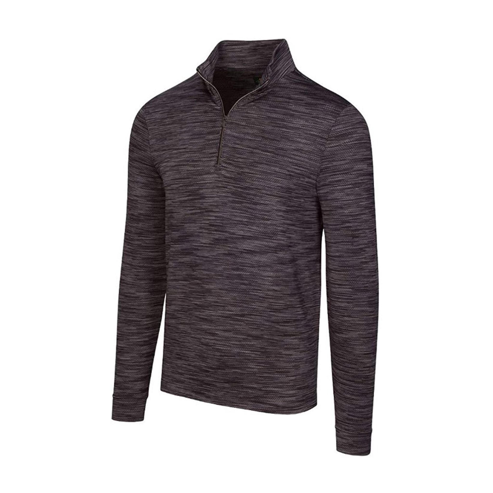 Pull à manches longues zippé 1/4 en maille chinée Greg Norman Noir Homme