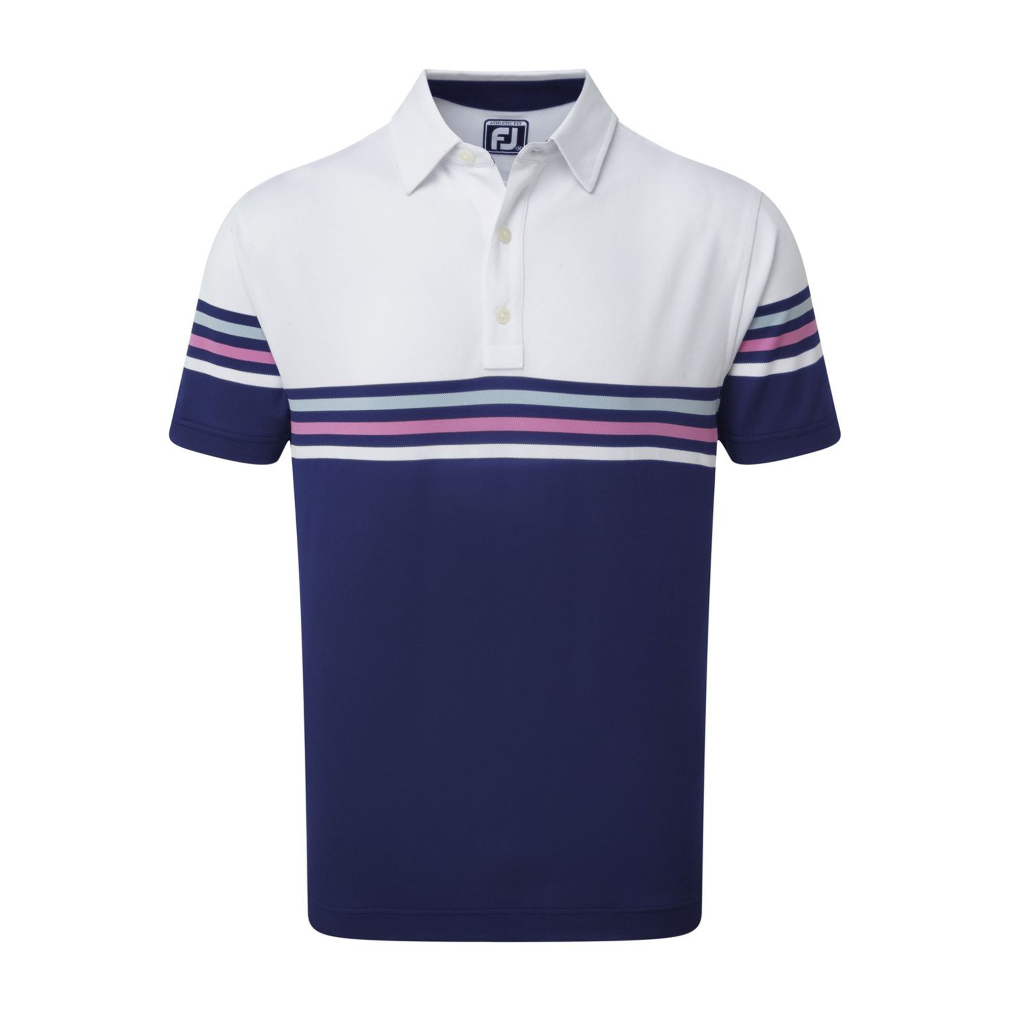 Polo SS Footjoy M Stretch Pique Colour Block Blanc/Marine Homme