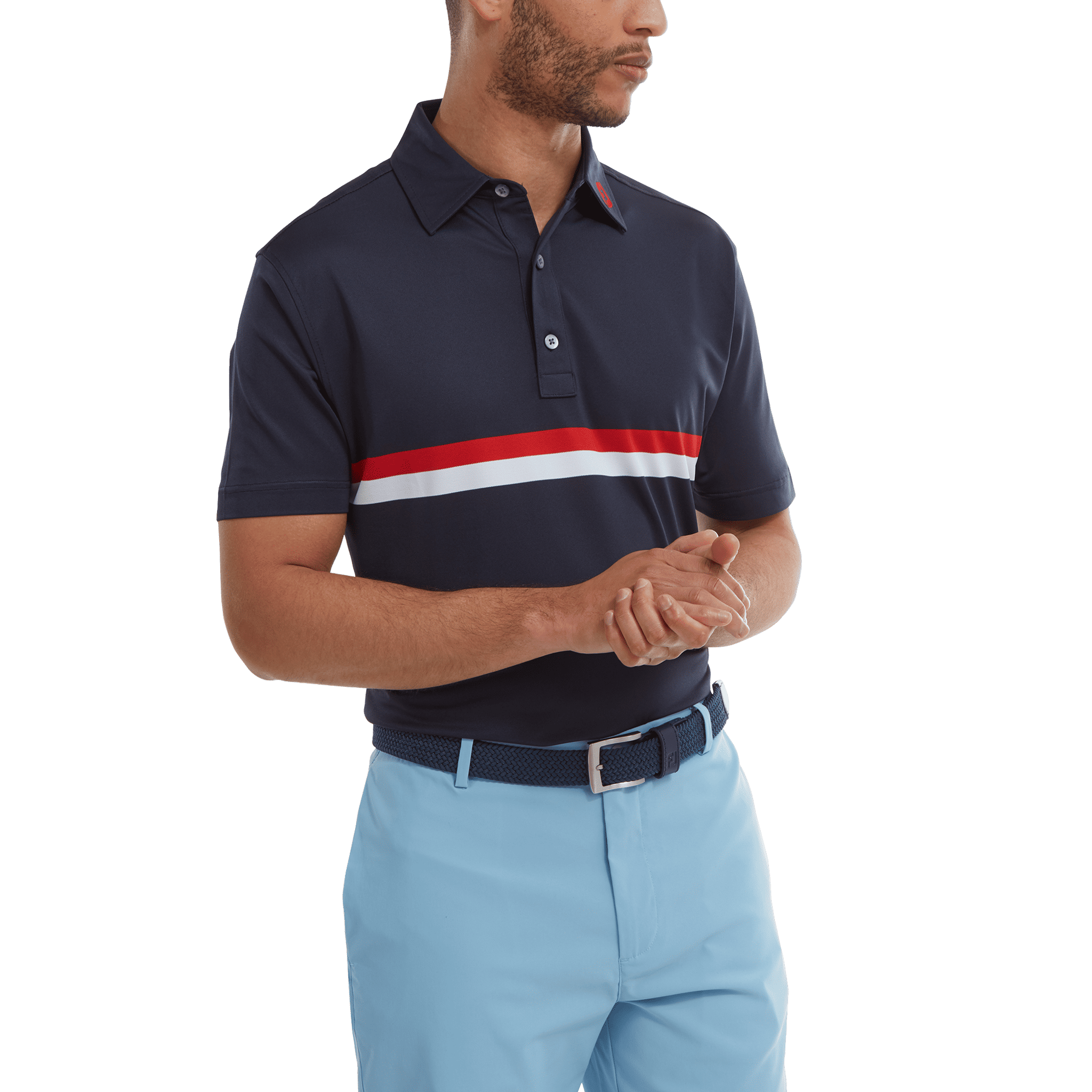 Polo piqué à double bande de poitrine Footjoy pour homme