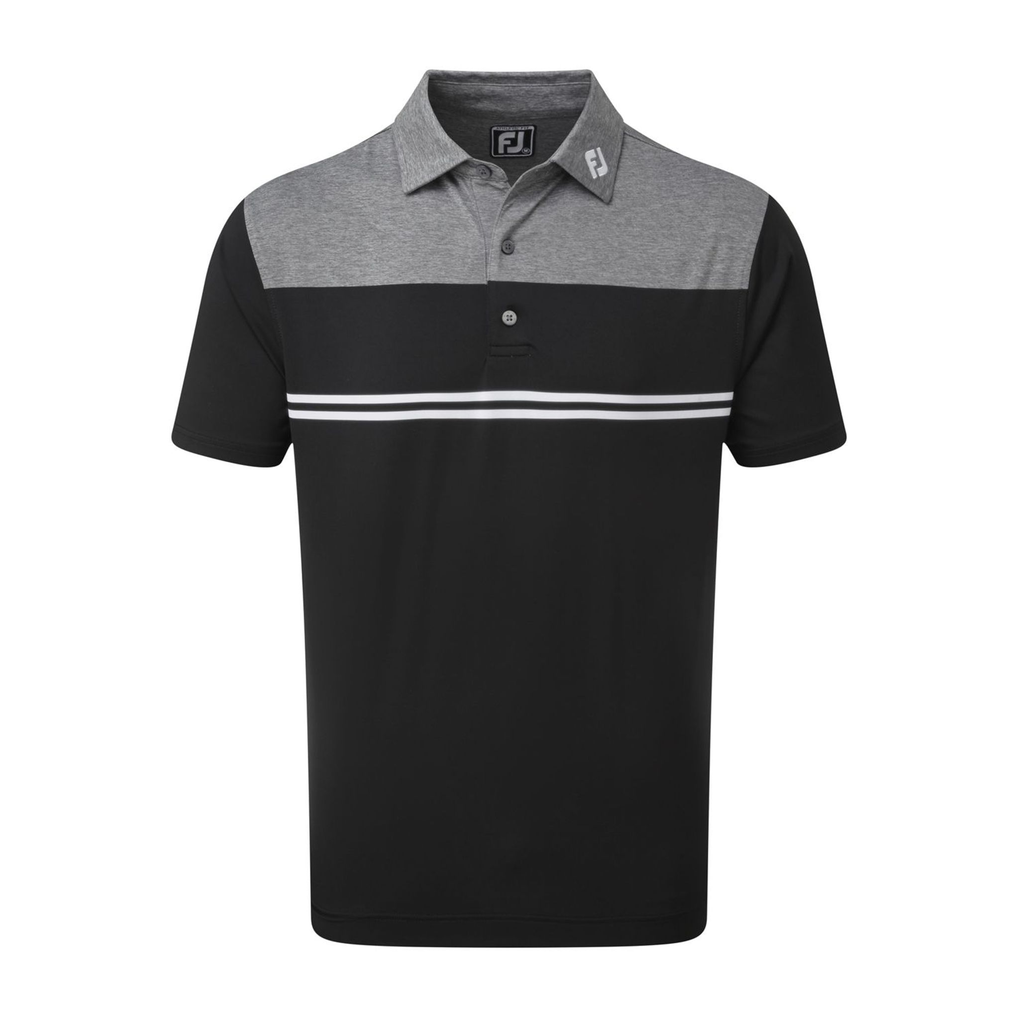 Polo à manches courtes Footjoy M Lisle Heather Colour Block Charcoal/Blac pour homme