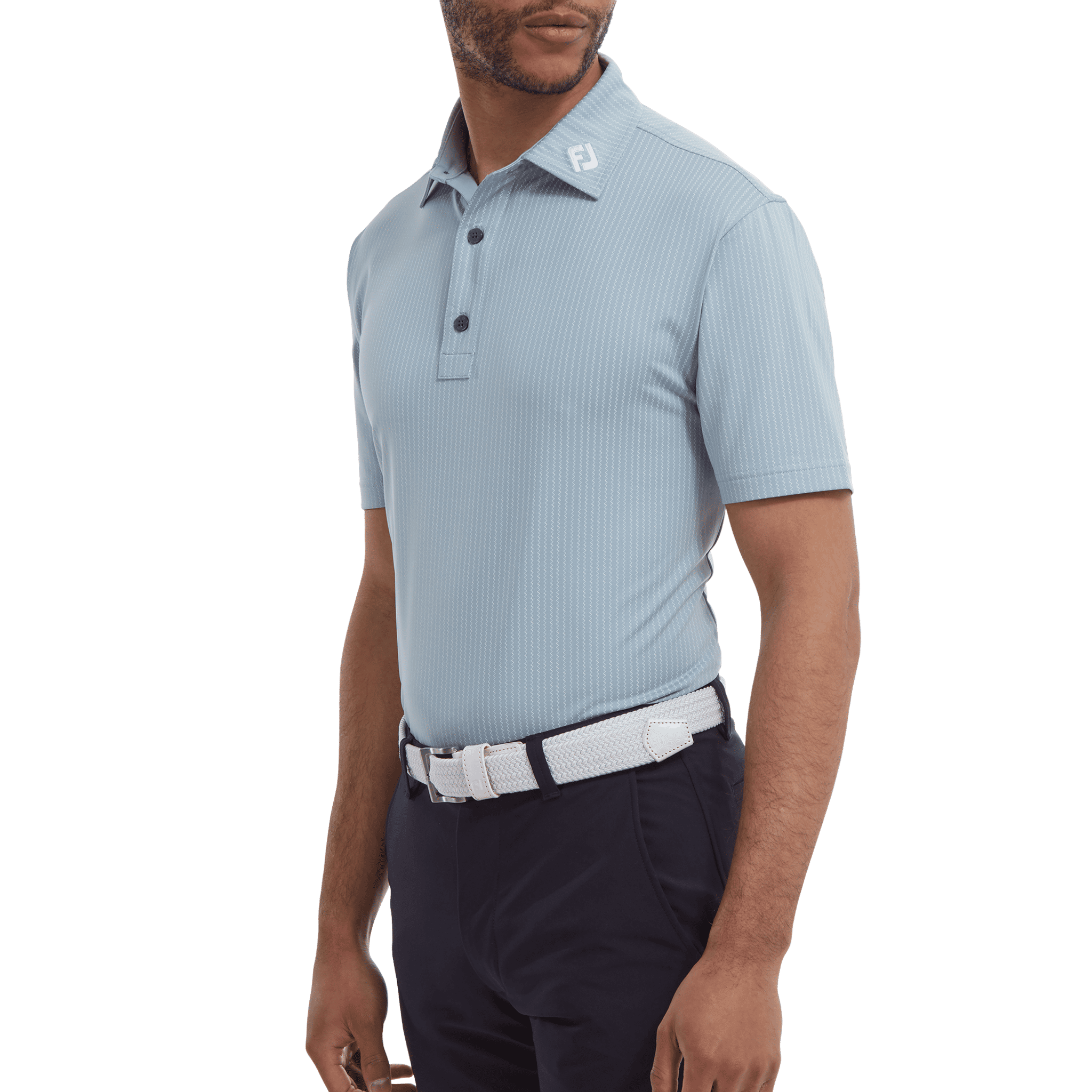 Polo Footjoy Zig-Zag Print Lisle Dove Homme