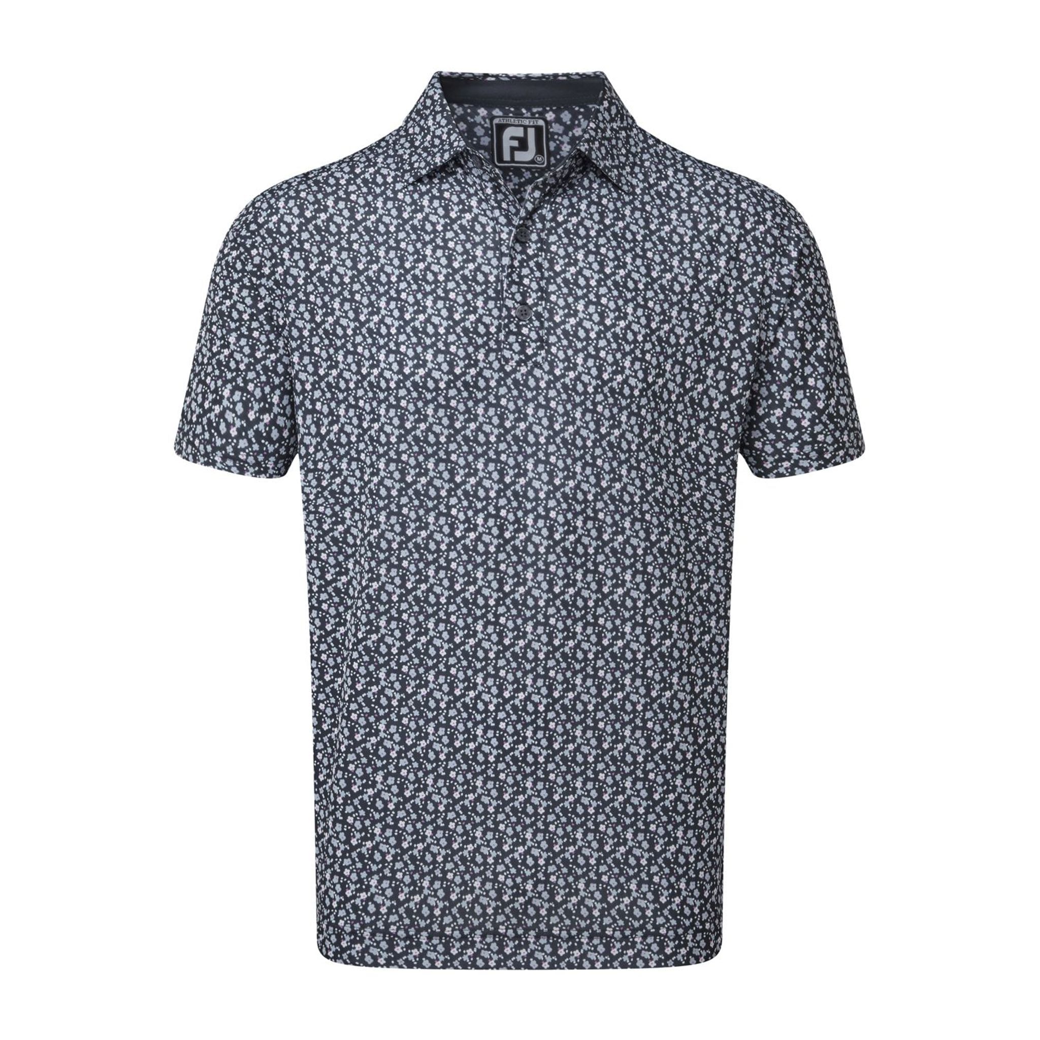 Polo à manches courtes Footjoy M Lisle Flowerprint bleu marine pour homme