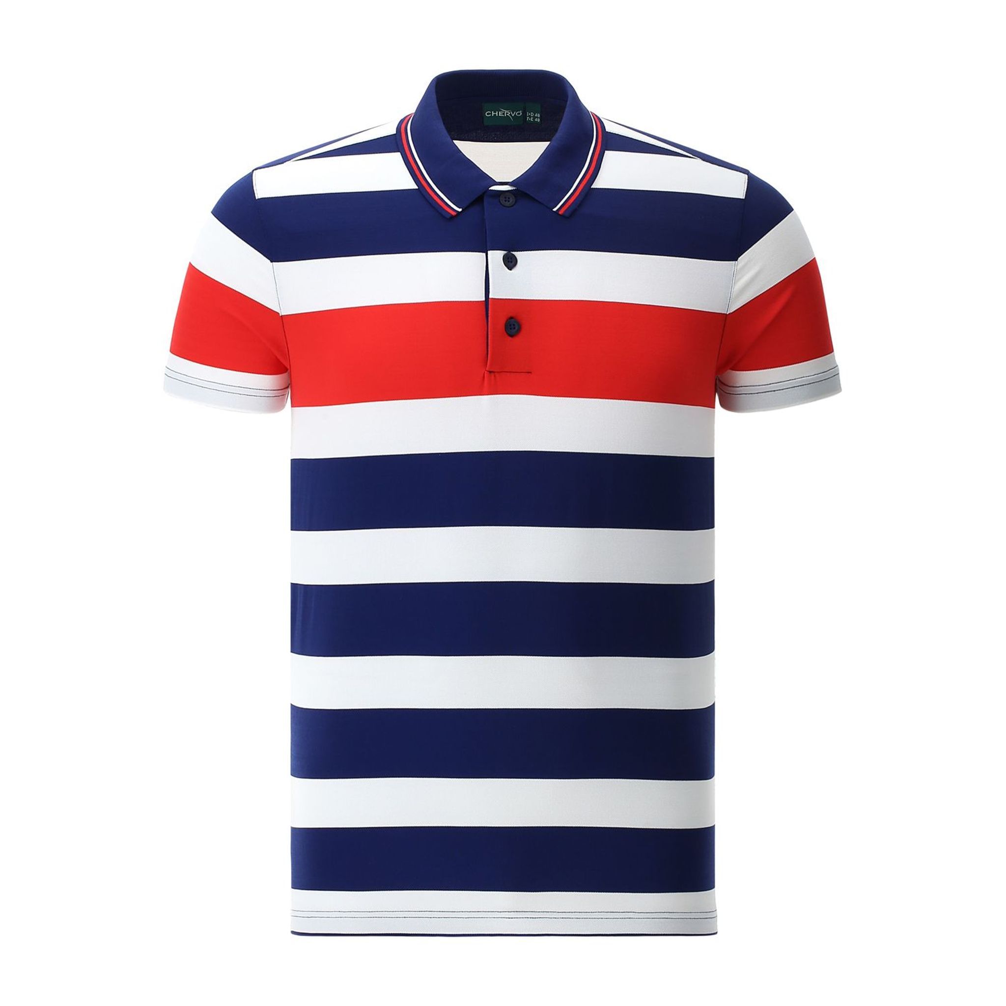 Chervo Polo Alicio Blanc/Bleu Foncé Homme