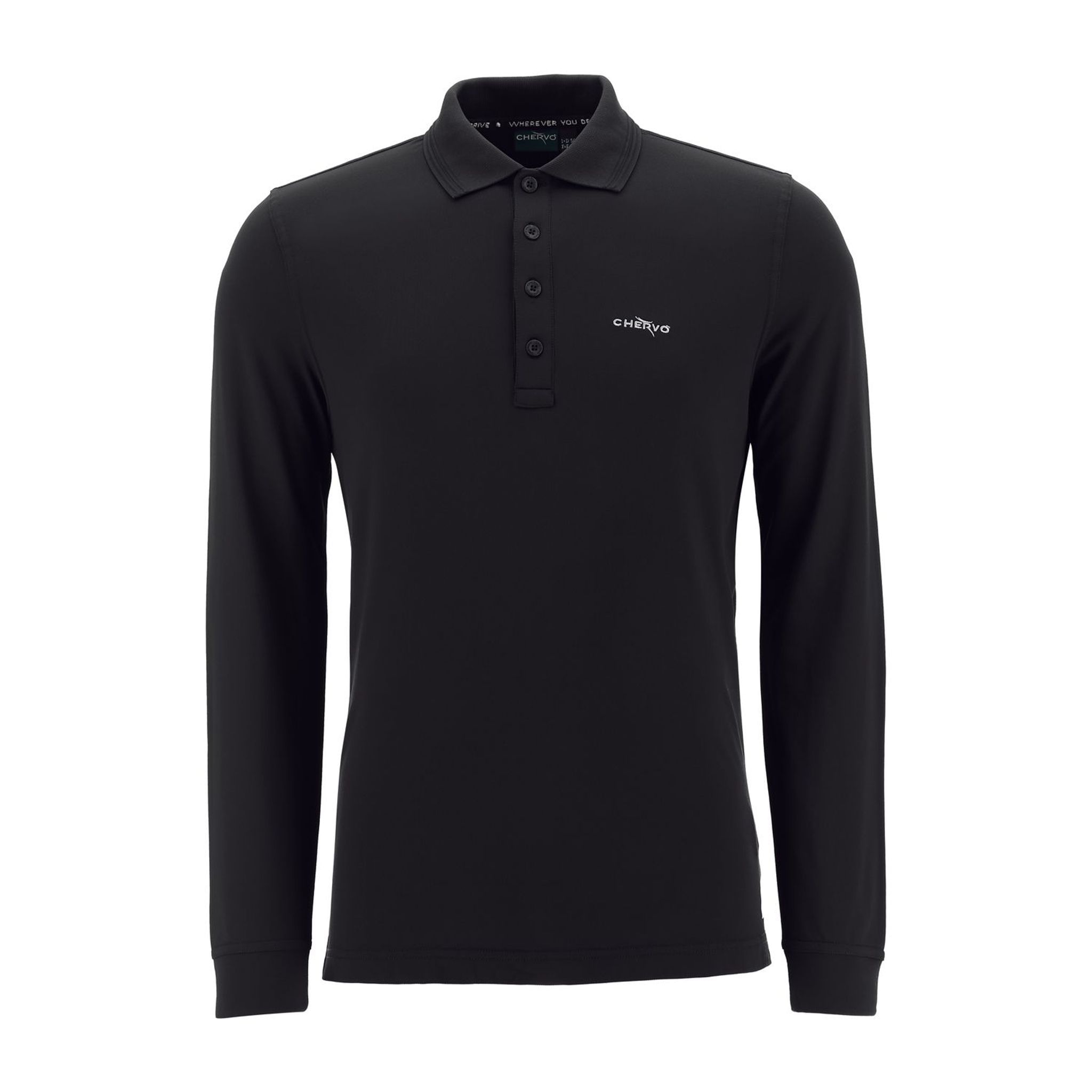 Polo Chervo Areala à manches longues noir pour homme