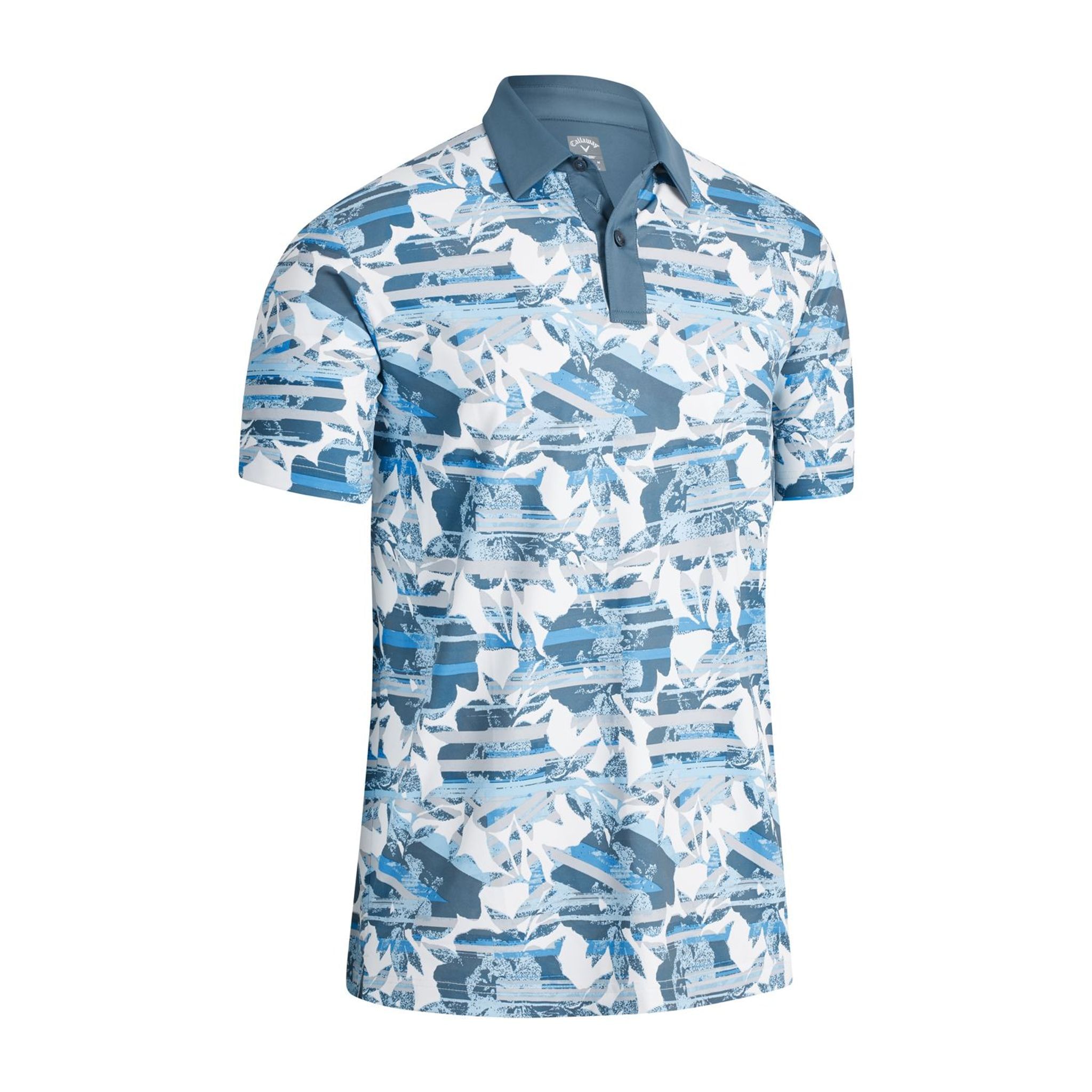 Polo à manches courtes à imprimé floral structuré Callaway M Blanc brillant pour homme