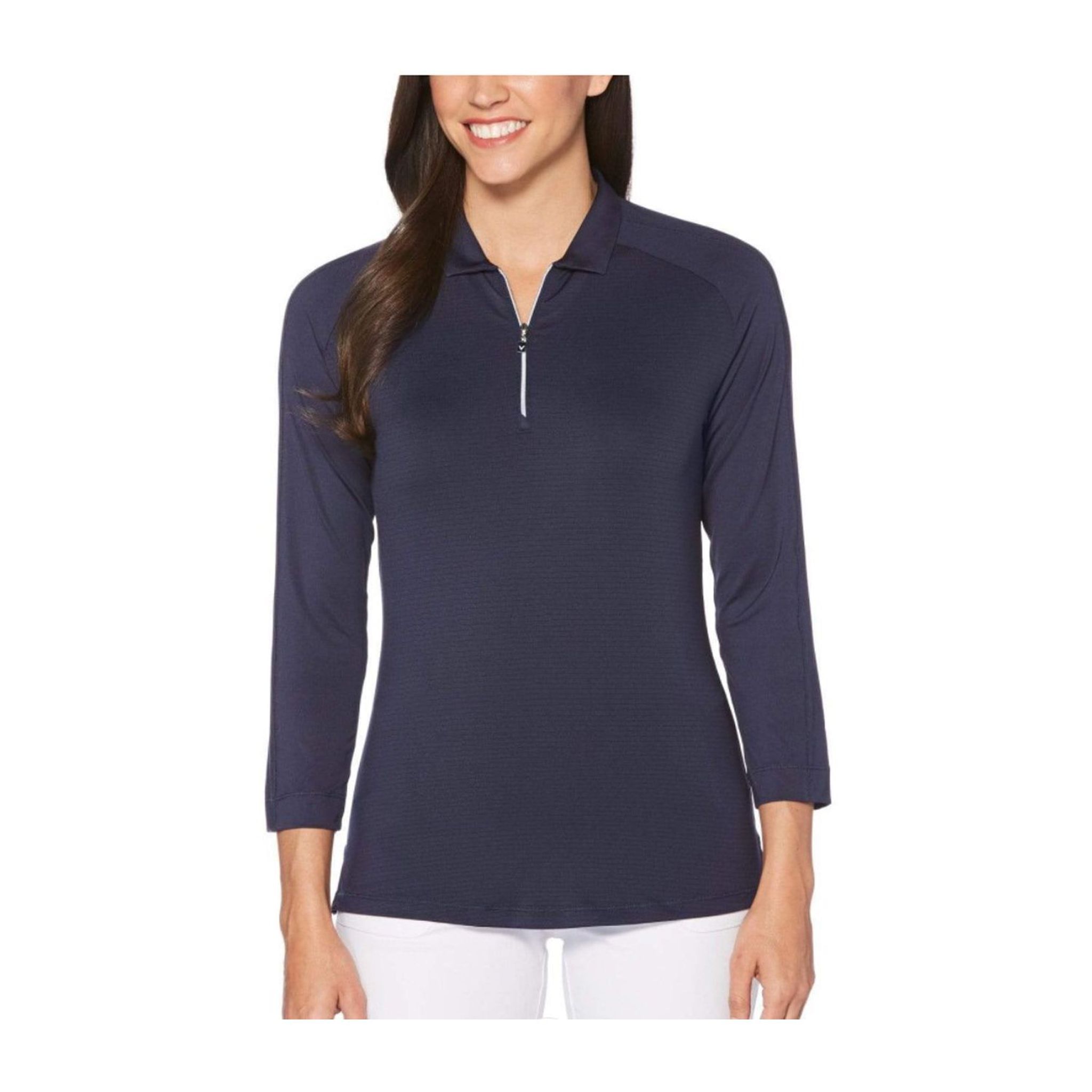 Polo Callaway W Shadow Stripe 3/4 LS pour femme Peacoat