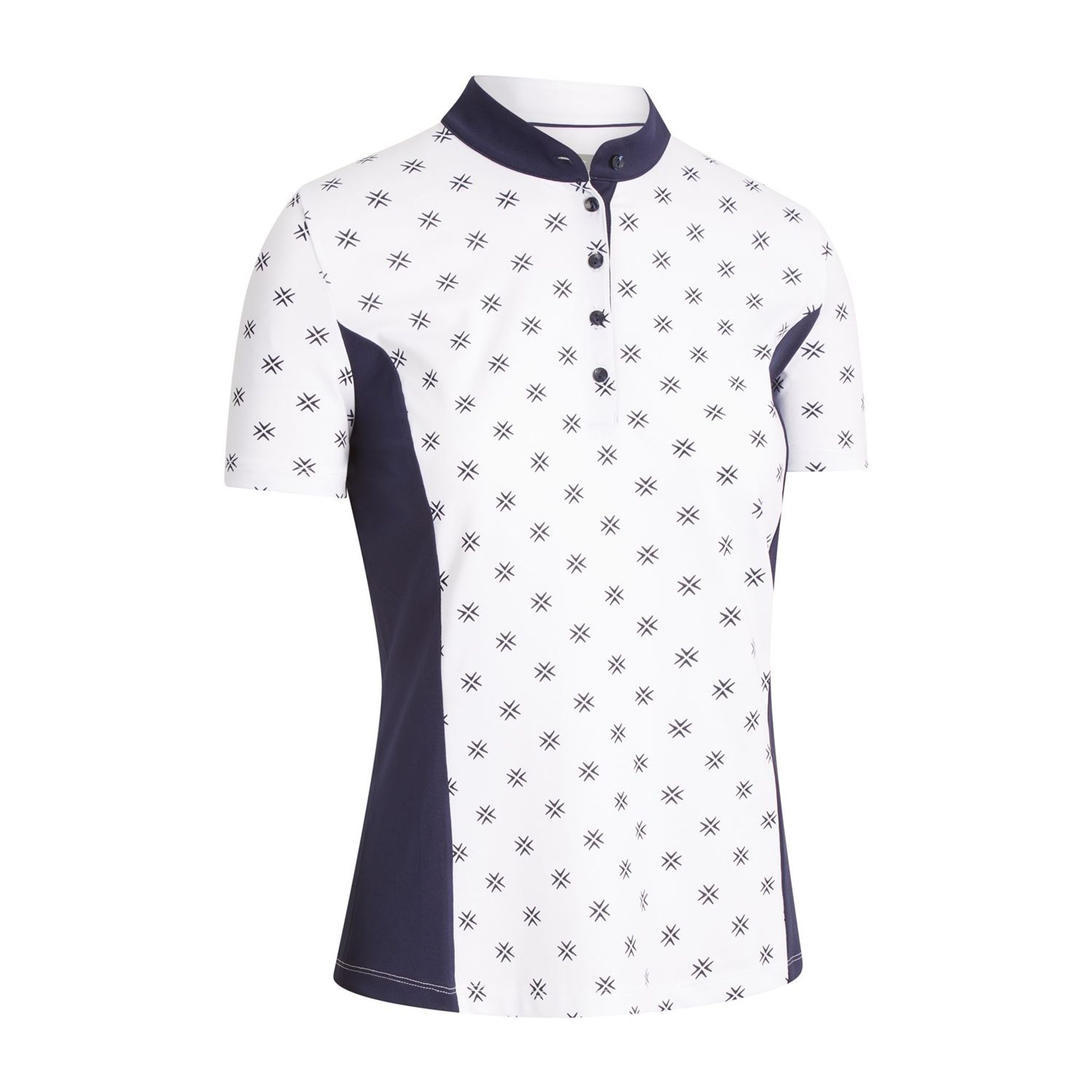 Polo à manches courtes à imprimé floral Callaway W Chev pour femme, blanc brillant