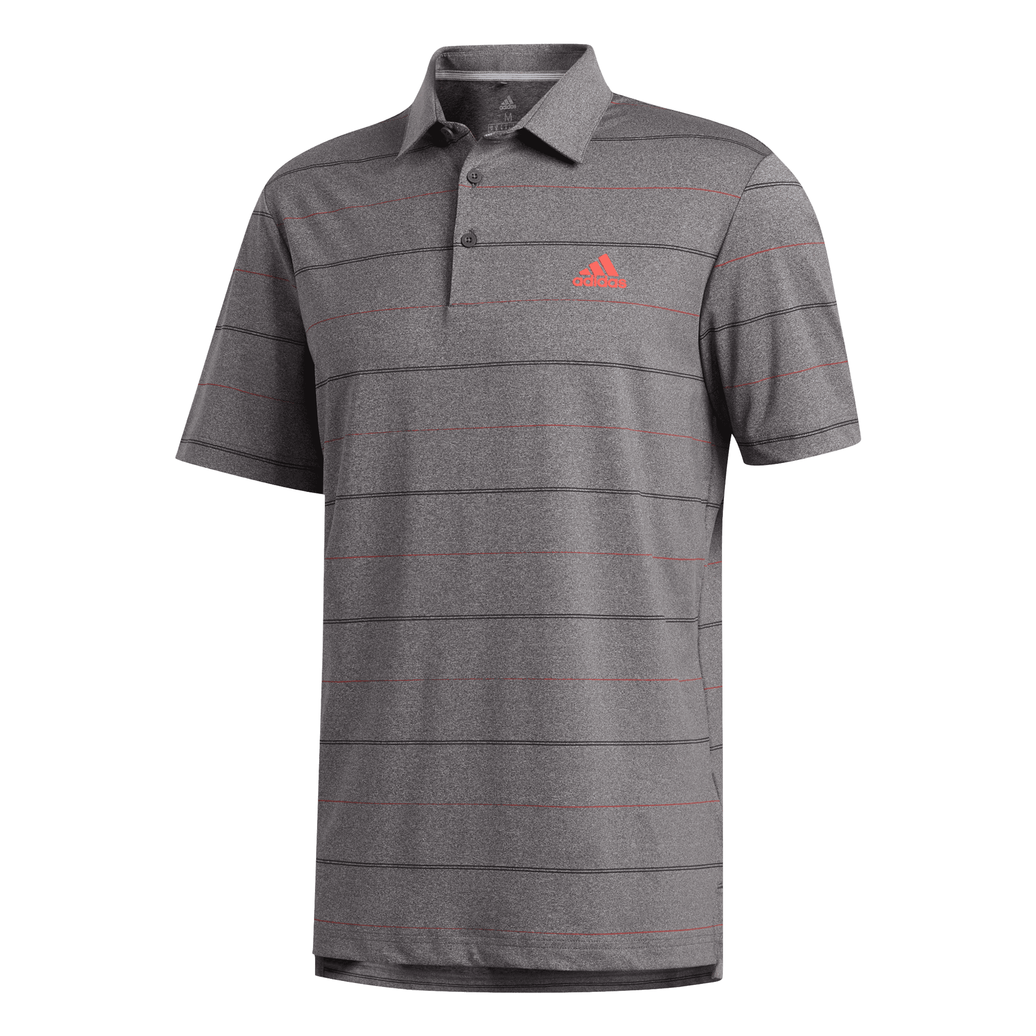 Polo Adidas Ultimate Heather Stripe Noir/Corail/Mélange Homme