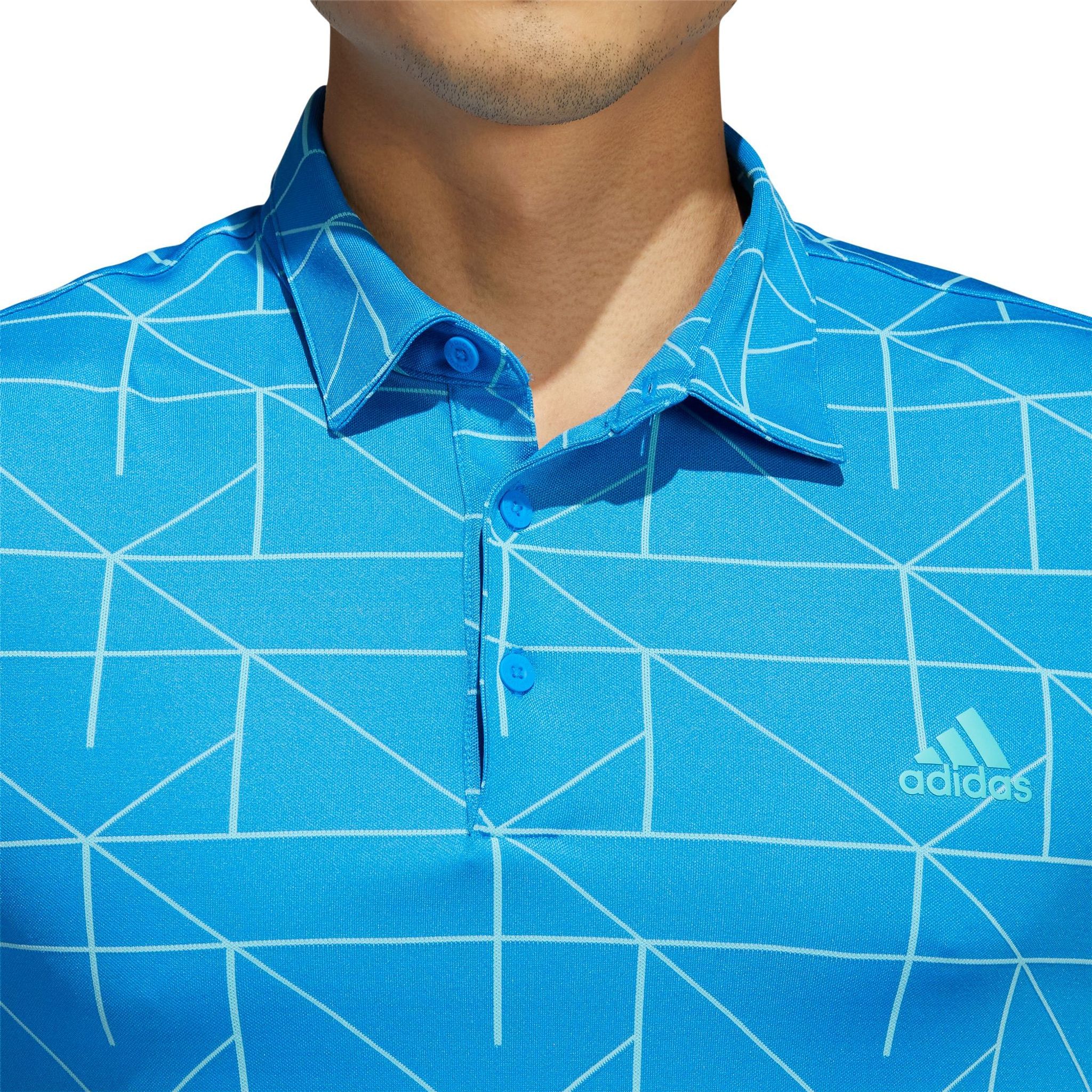 Polo Adidas M Jaquard Lines Bleu Rush/Semi Mint Rush Homme