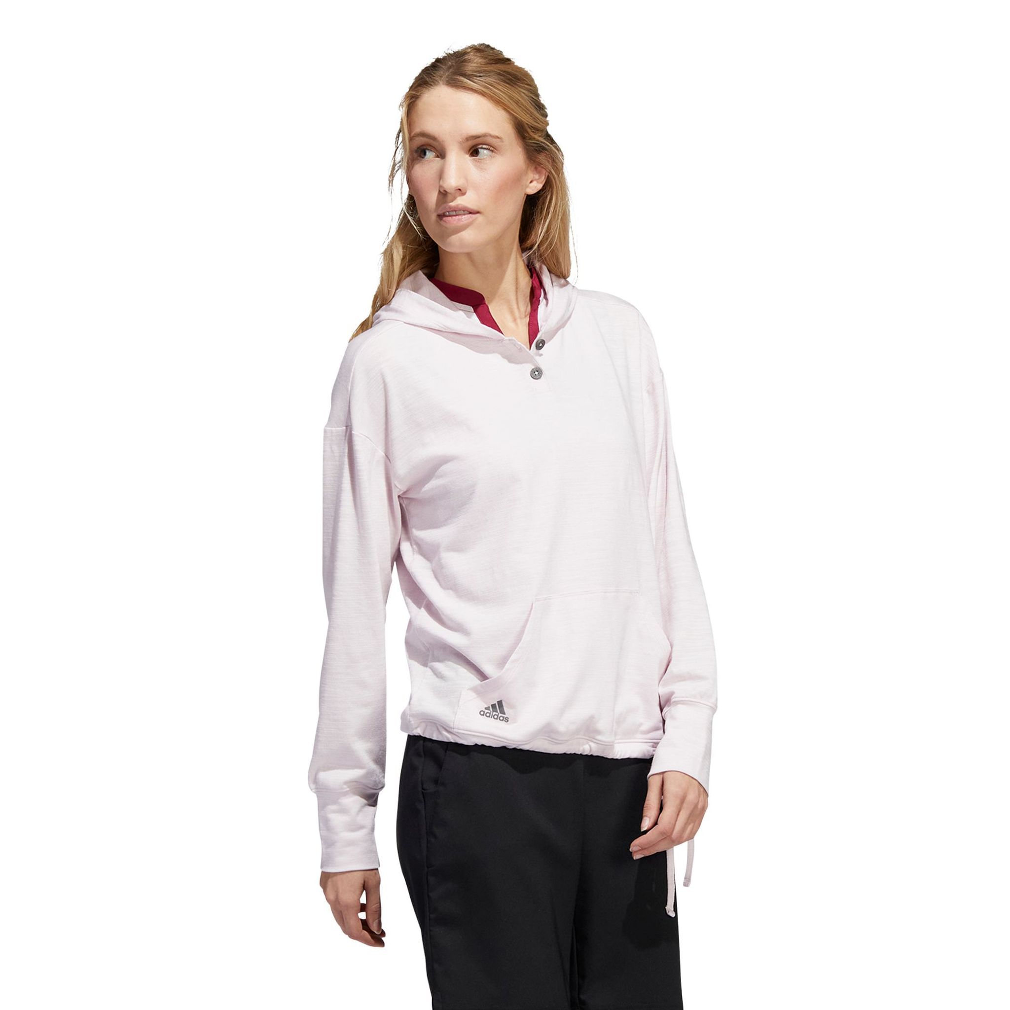 Sweat à capuche Adidas W Essentials Slub Almost Pink/White pour femme