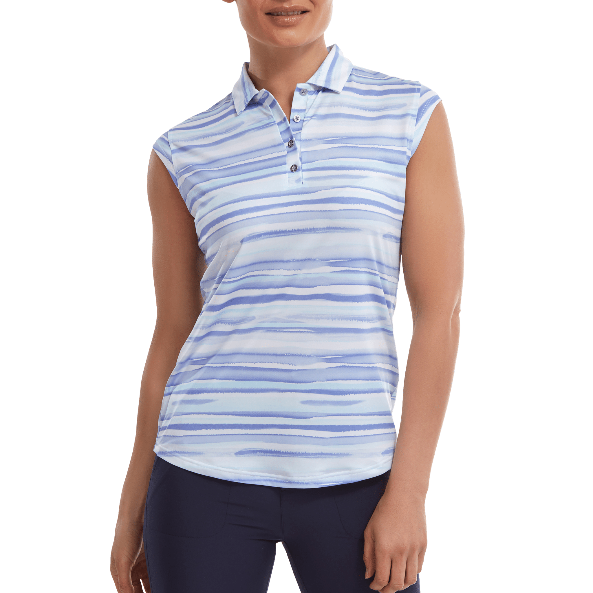 Footjoy Polo Cap Sleeve Aquarelle Imprimé Ecosse Femme