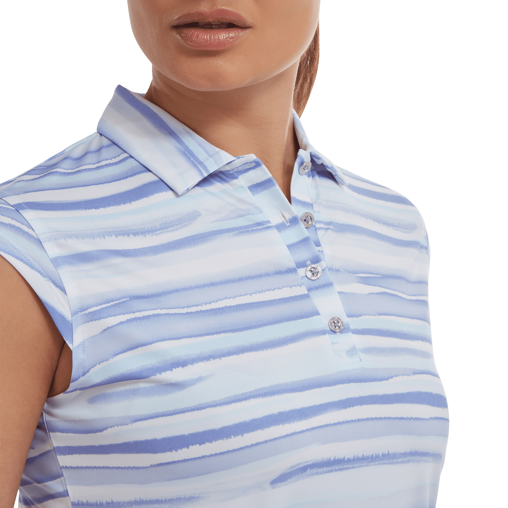 Footjoy Polo Cap Sleeve Aquarelle Imprimé Ecosse Femme