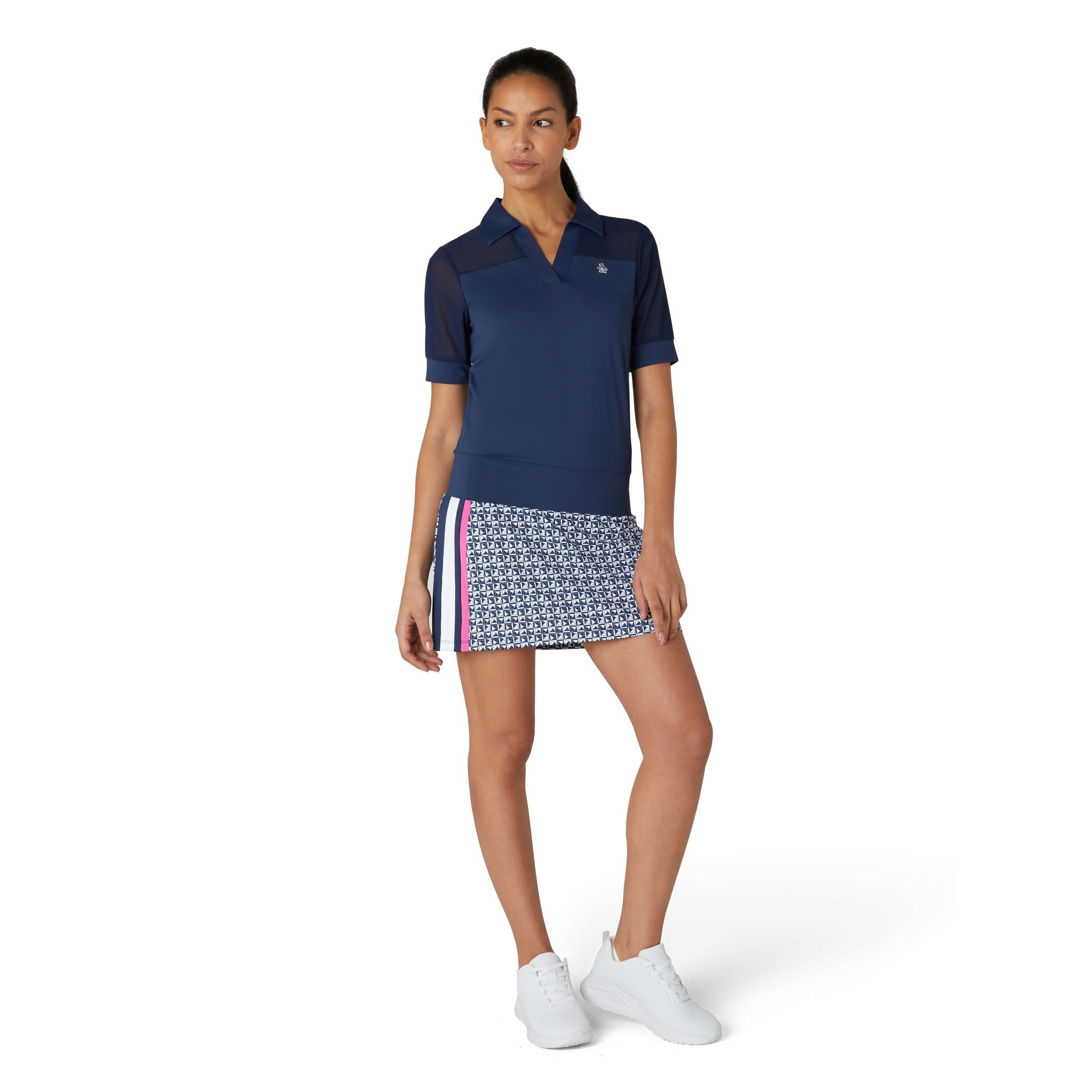 Original Penguin Polo bloqué en maille à manches 1/2 pour femme