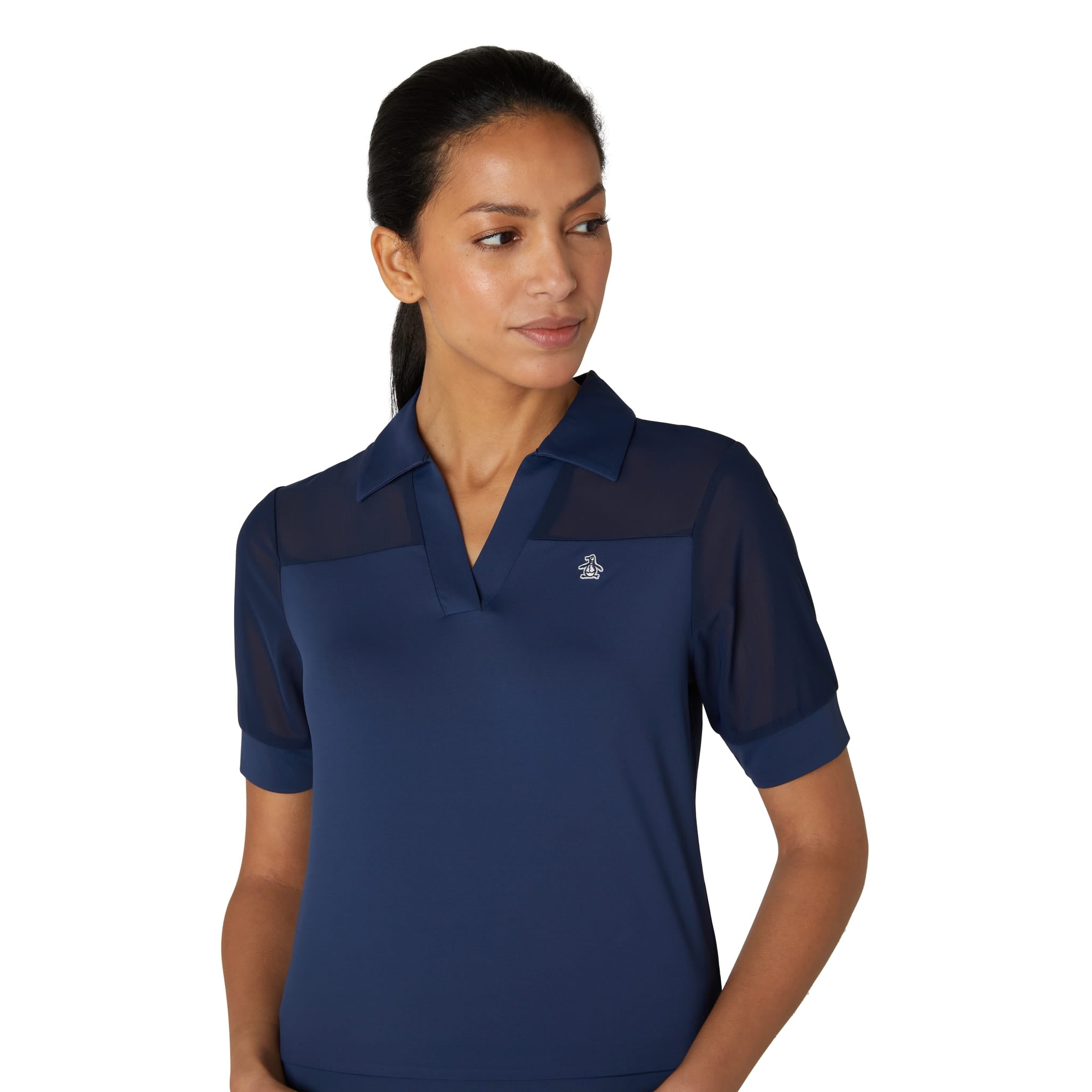 Original Penguin Polo bloqué en maille à manches 1/2 pour femme