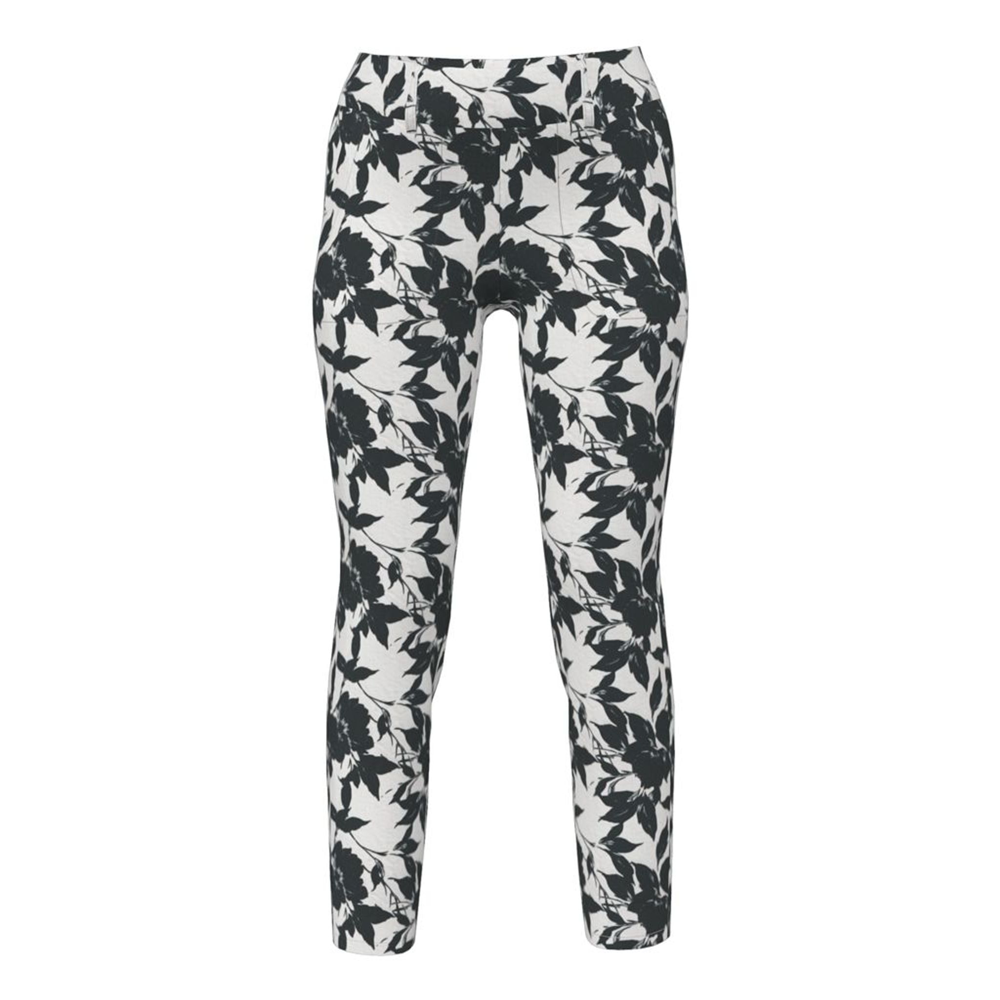 Alberto LUCY-CR WR Pantalon de golf 7/8 Fleurs Noir &amp; Blanc femme