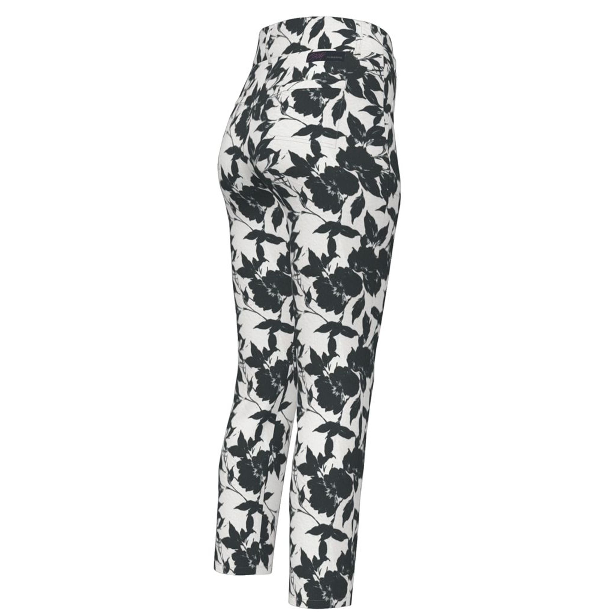 Alberto LUCY-CR WR Pantalon de golf 7/8 Fleurs Noir &amp; Blanc femme