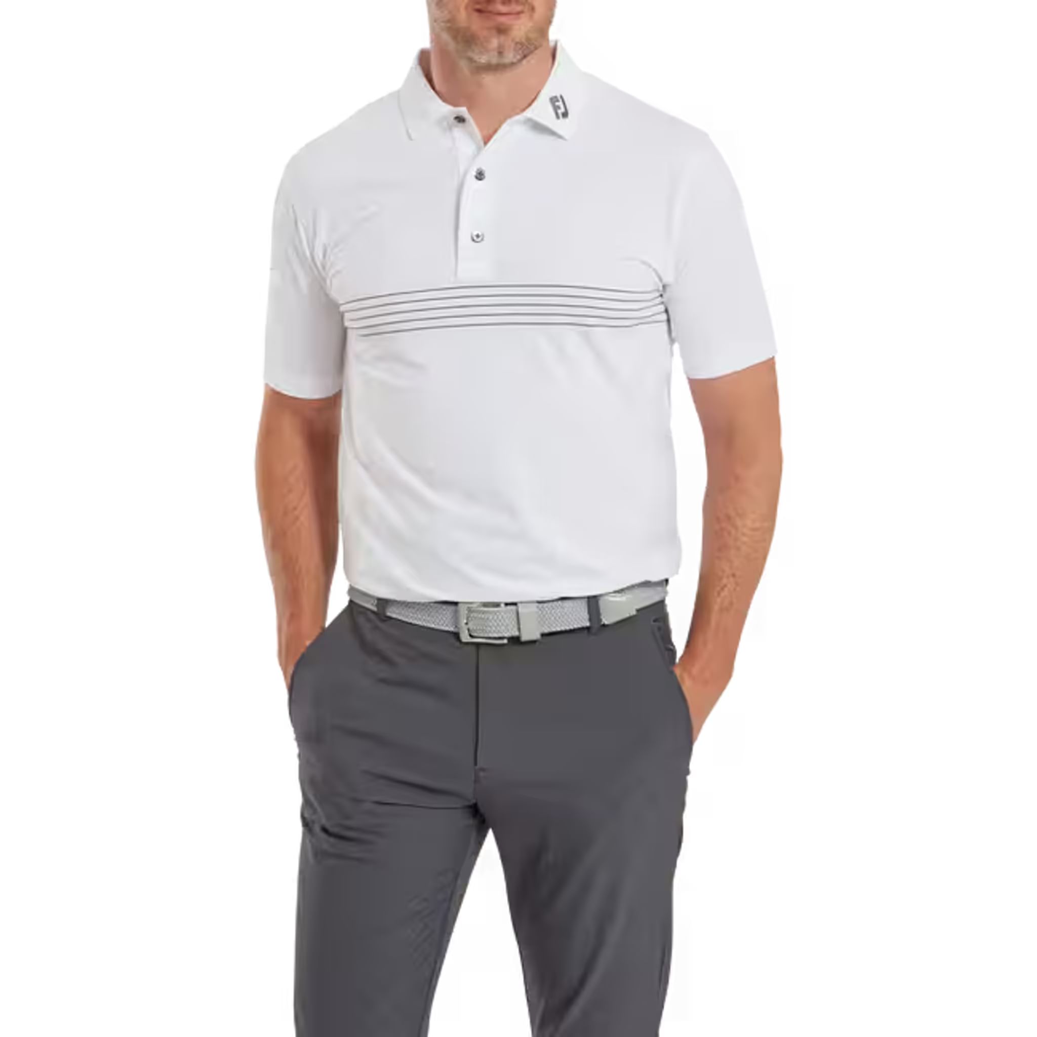 Polo en fil d'Écosse Footjoy Engineered à fines rayures pour hommes