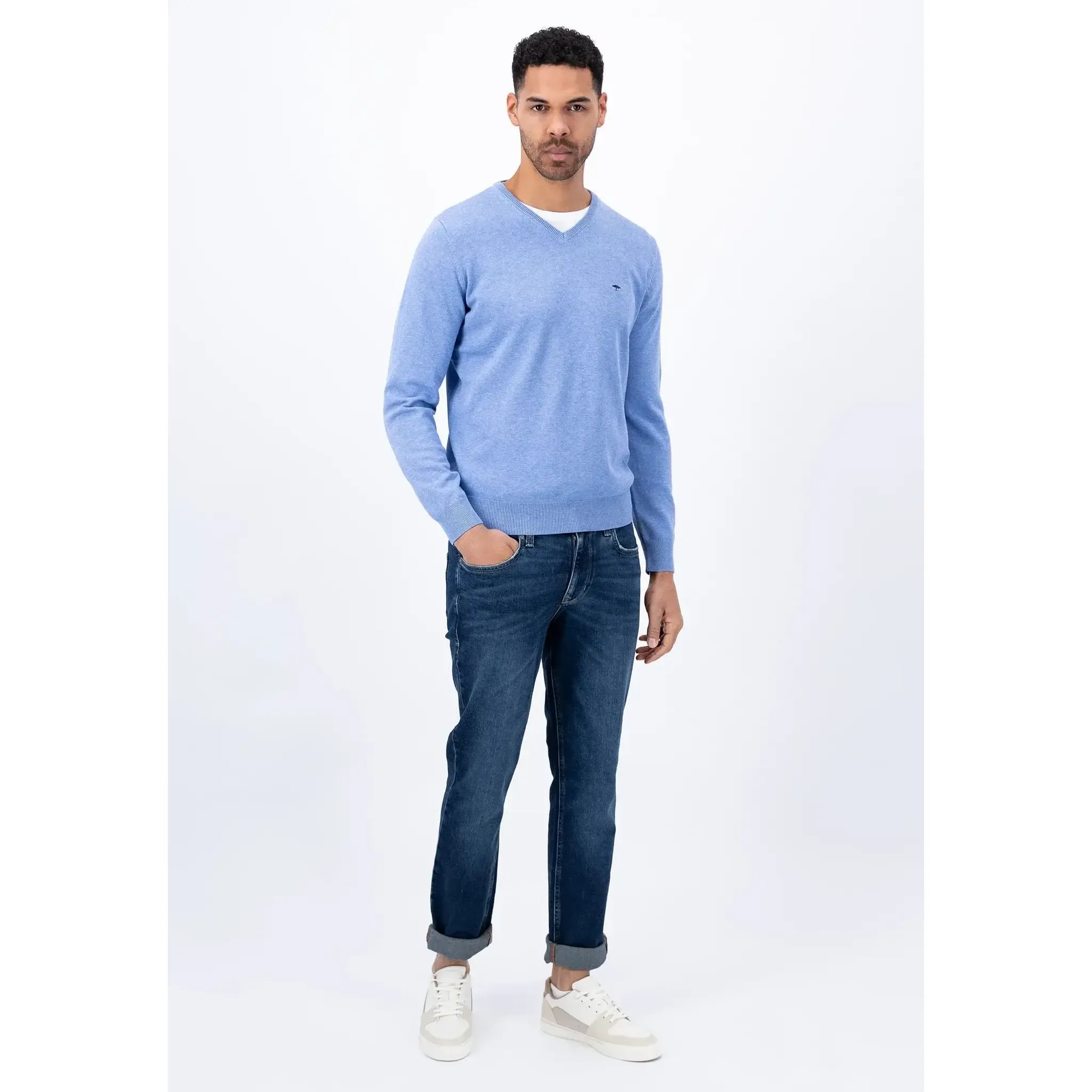 Fynch Hatton Pull col V HE / Acier / 3XL Homme