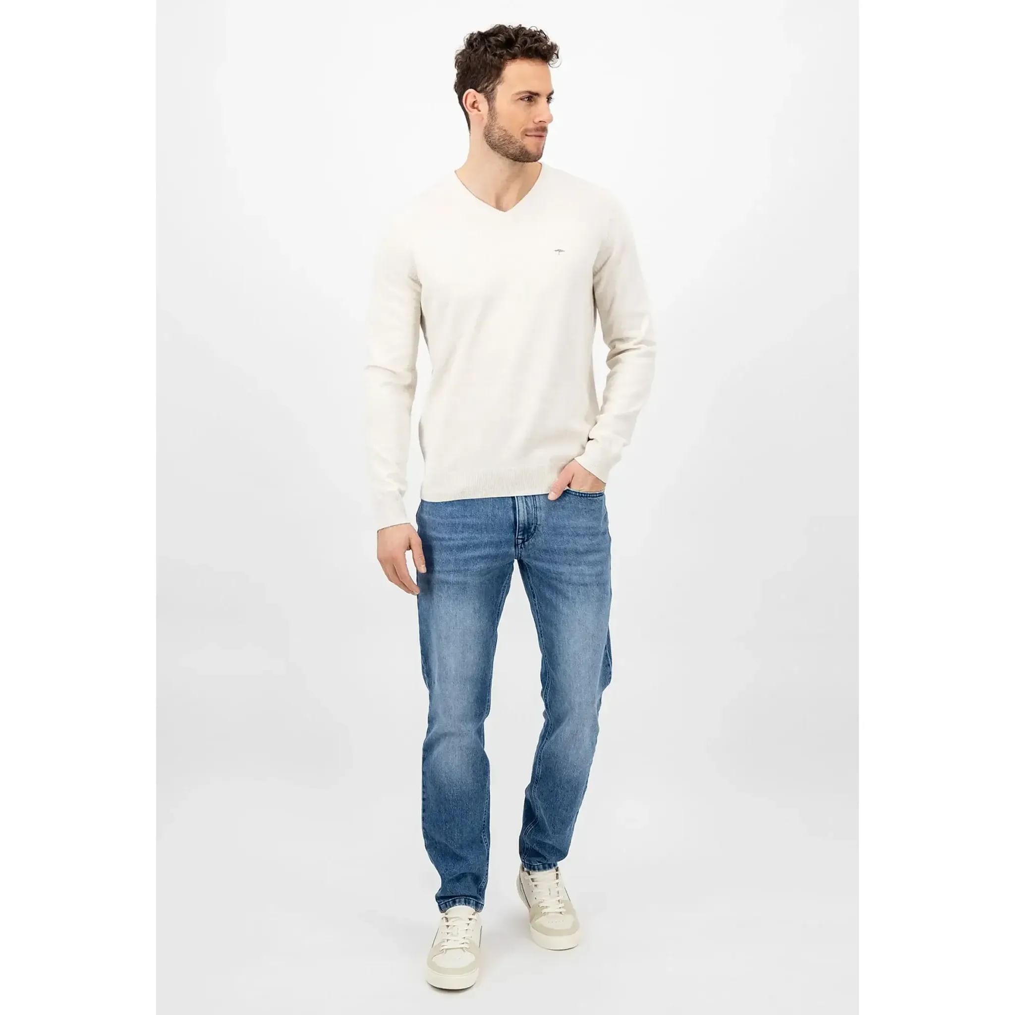 Fynch Hatton Pull col V HE / Acier / 3XL Homme