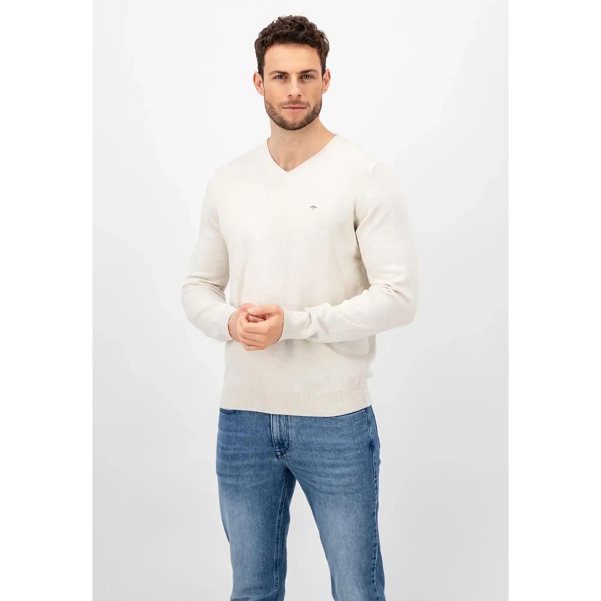 Fynch Hatton Pull col V HE / Acier / 3XL Homme