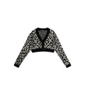 J. Lindeberg W Mallory Cropped Cardigan Leo-Print Noir/Blanc Femme