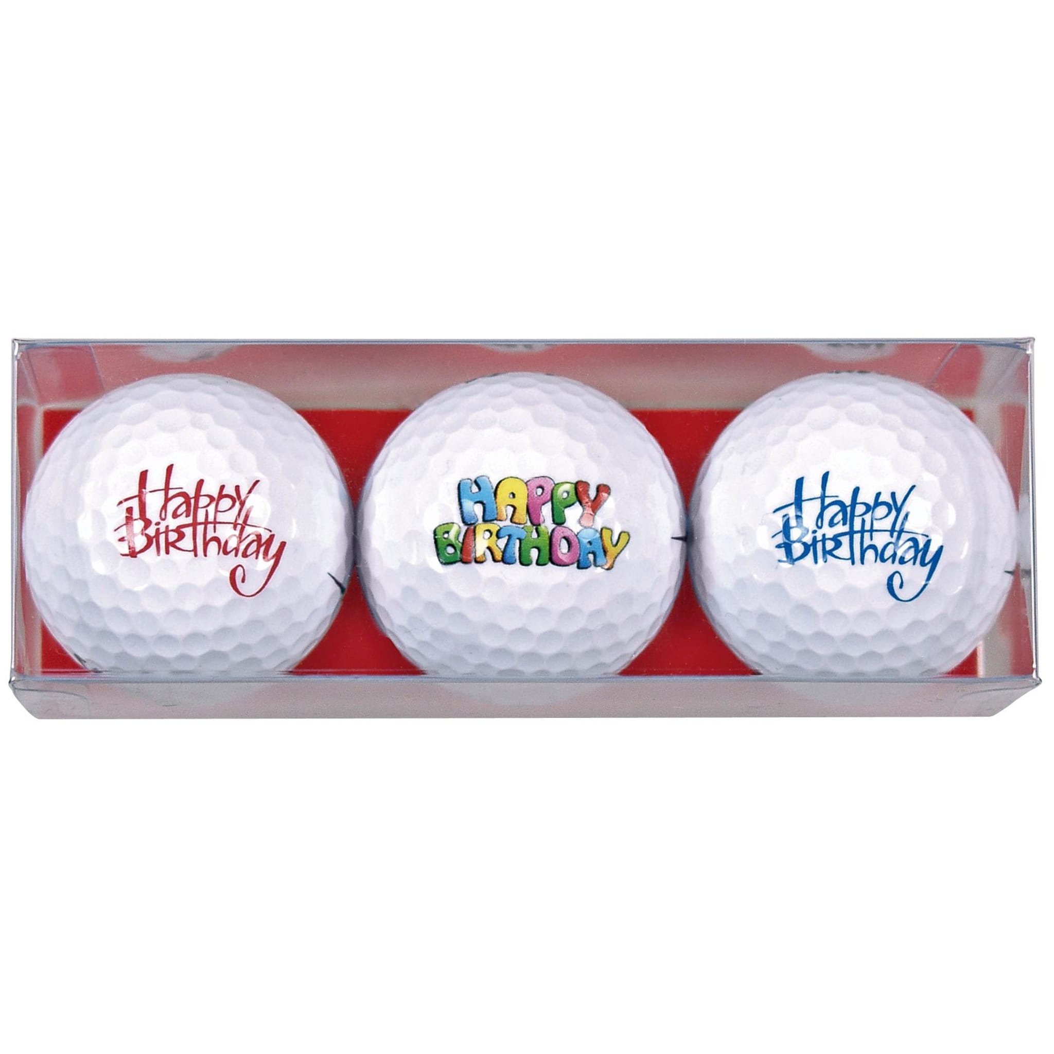 Cadeaux de golf sportifs avec inscription « Joyeux anniversaire » (3 balles)