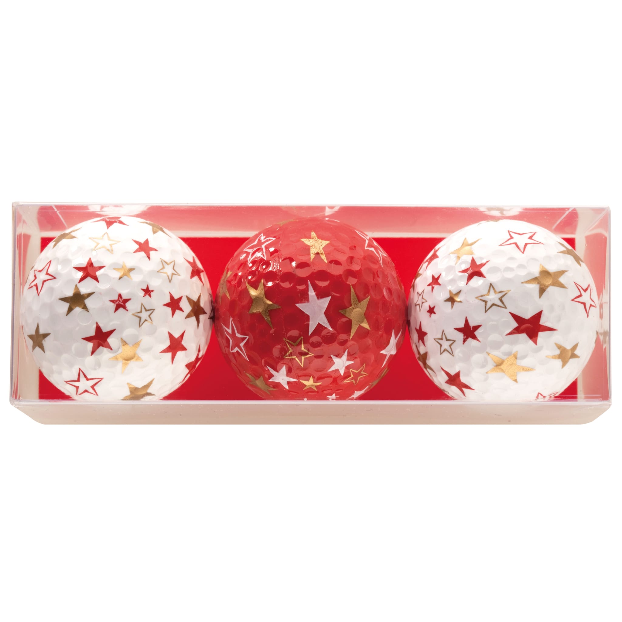 Cadeaux de golf Sportiques Stars All Around Blanc et rouge (3 balles)