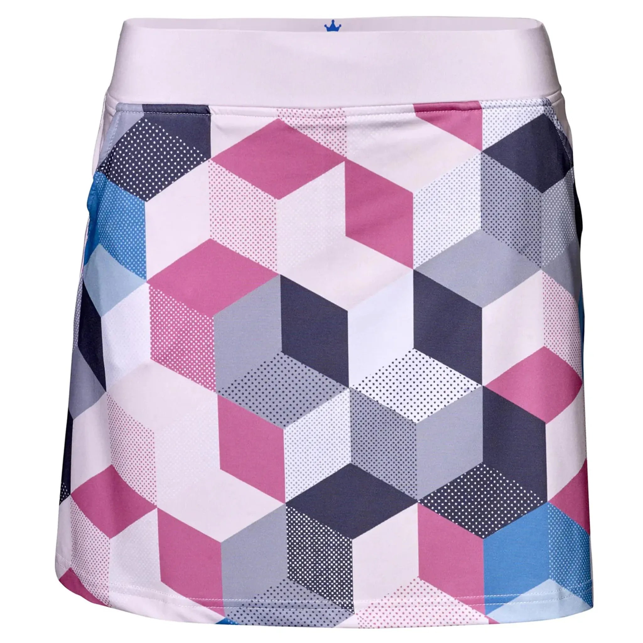 Jupe-short Golf Rectangles Fille Blanc/Gris Femme